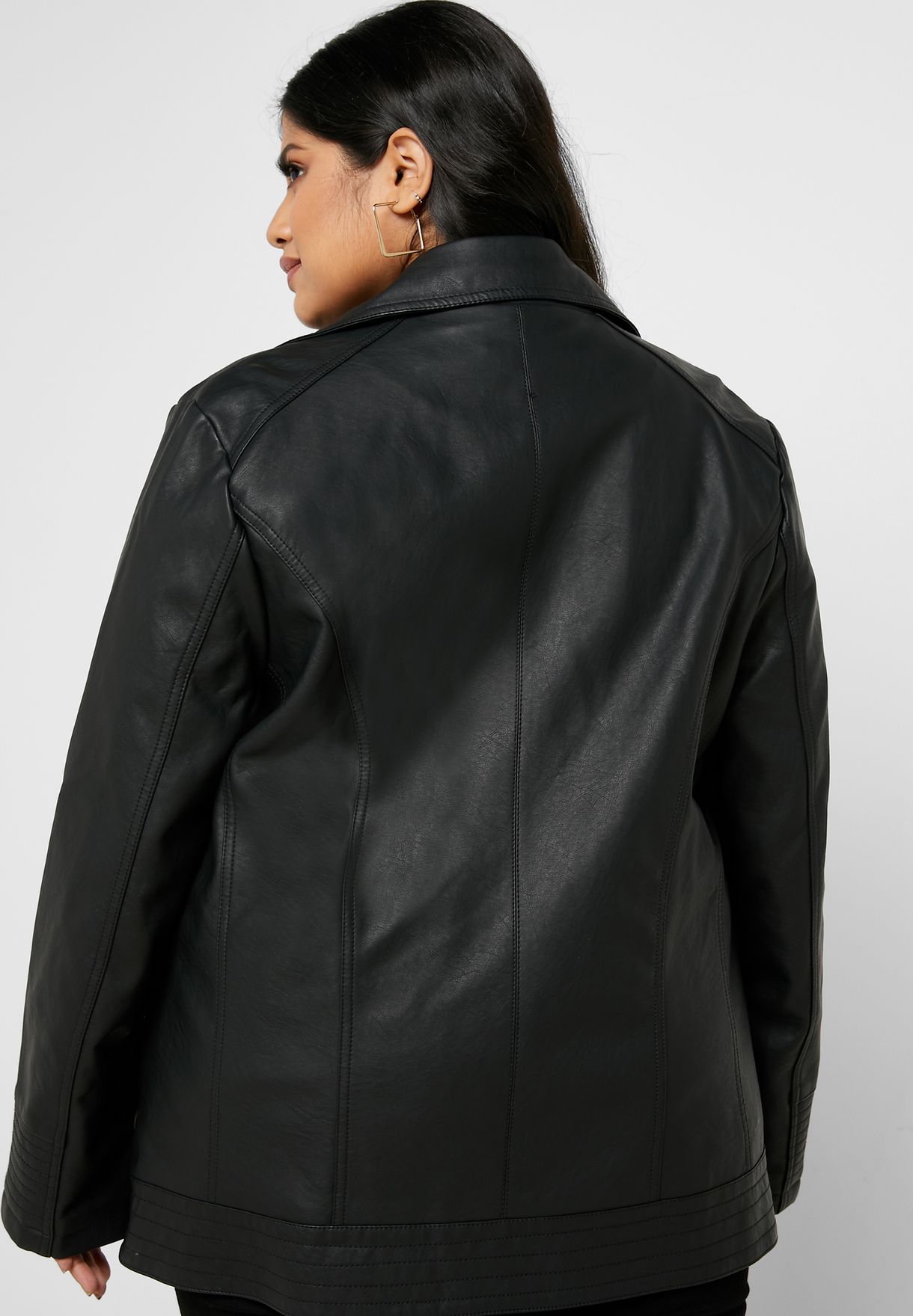 plus size biker jacket with fur collar