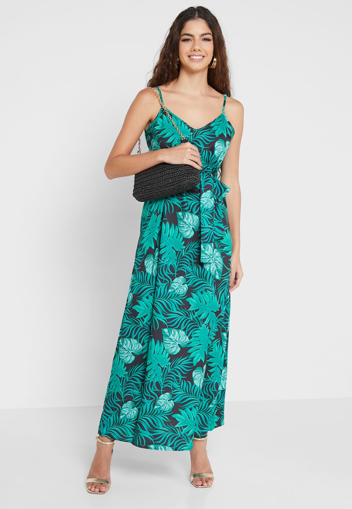 ginger sequin mesh strappy gown