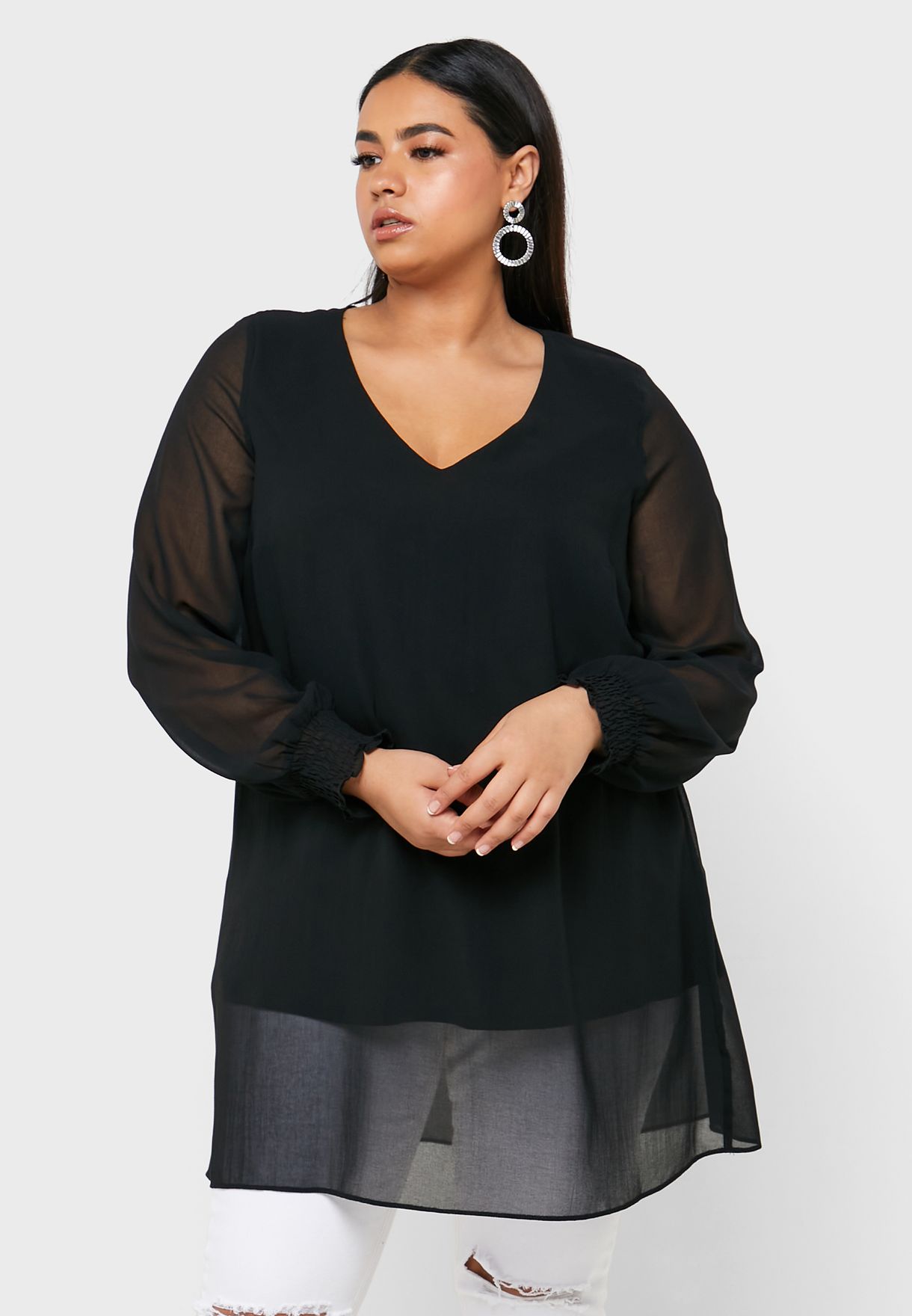 black sheer overlay top