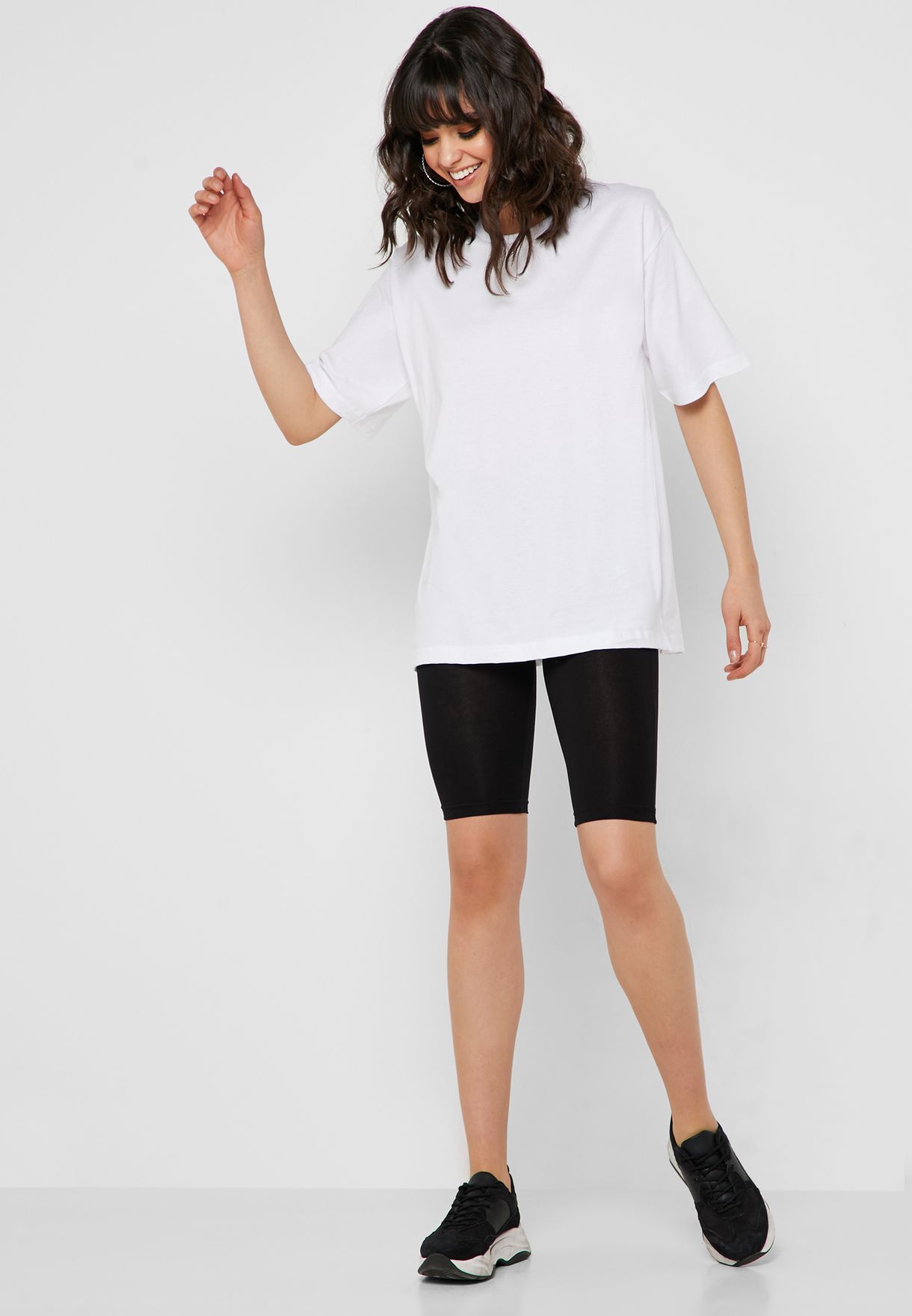 oversized t shirt and cycling shorts