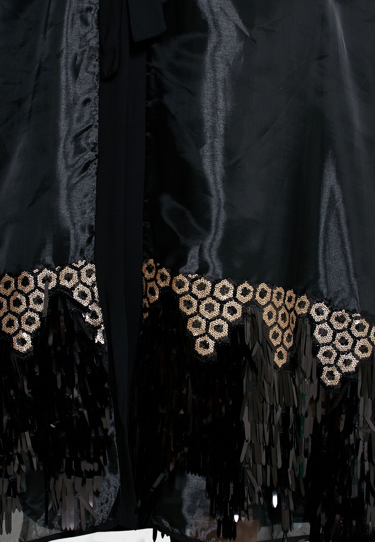 Buy Khizana black Sequin Ruffle Trim Self Tie Abaya for Women in Dubai ...