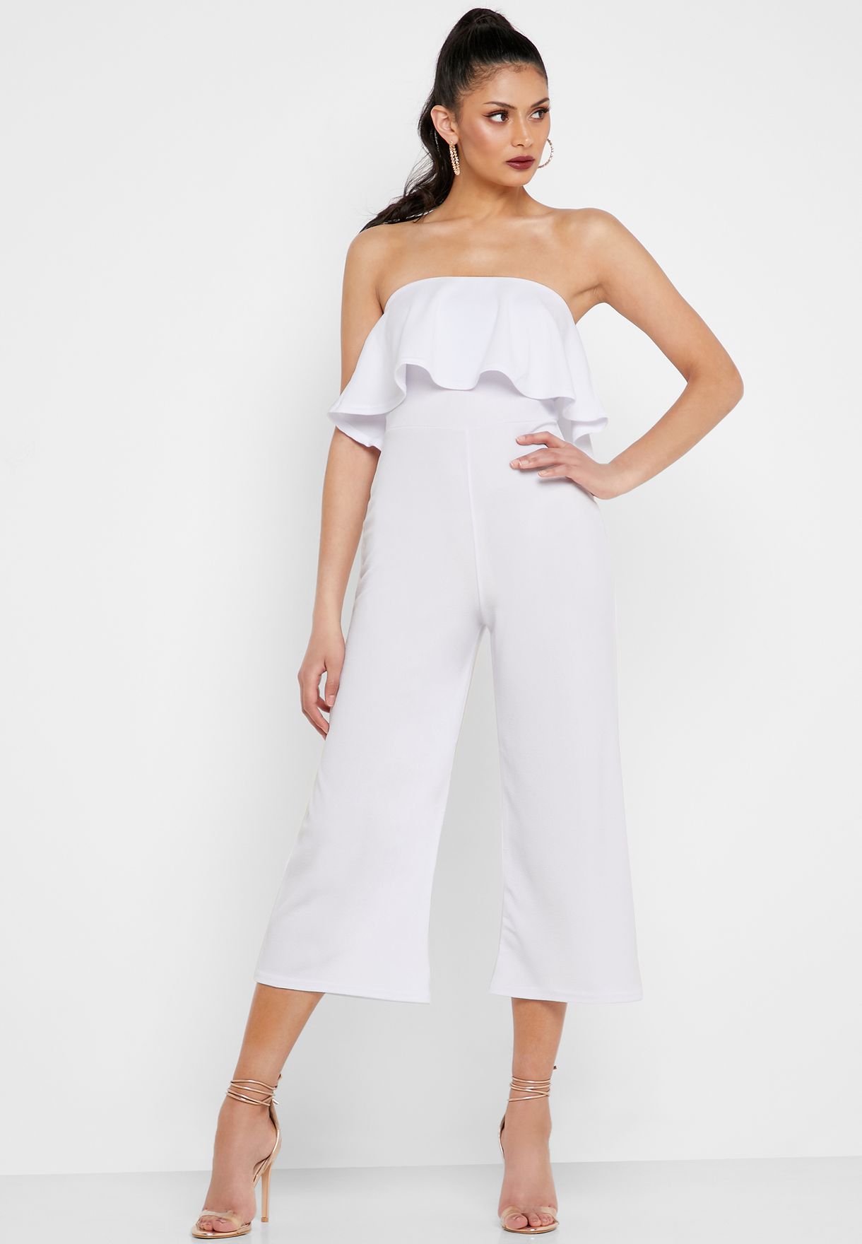 white bandeau jumpsuit