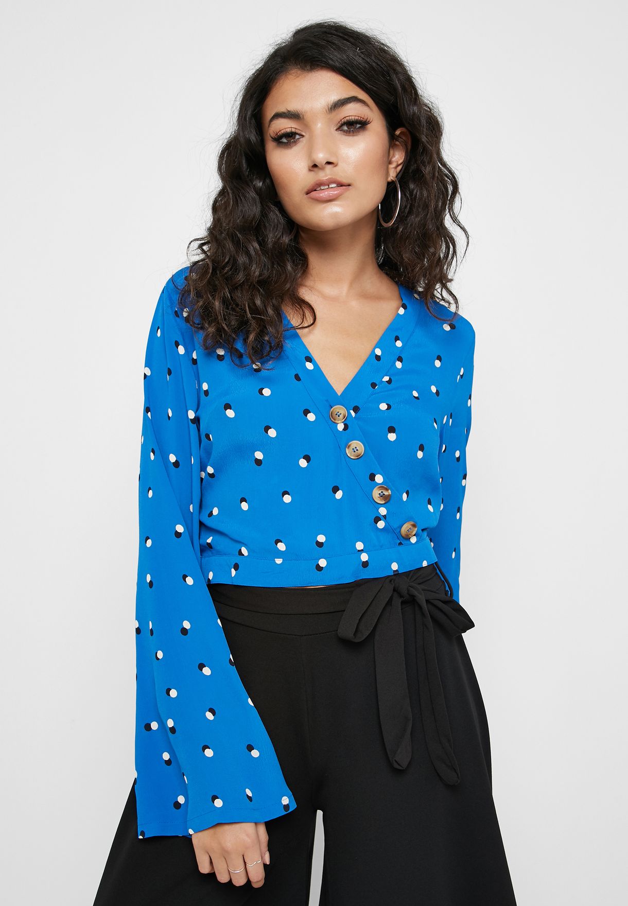 miss selfridge polka dot top