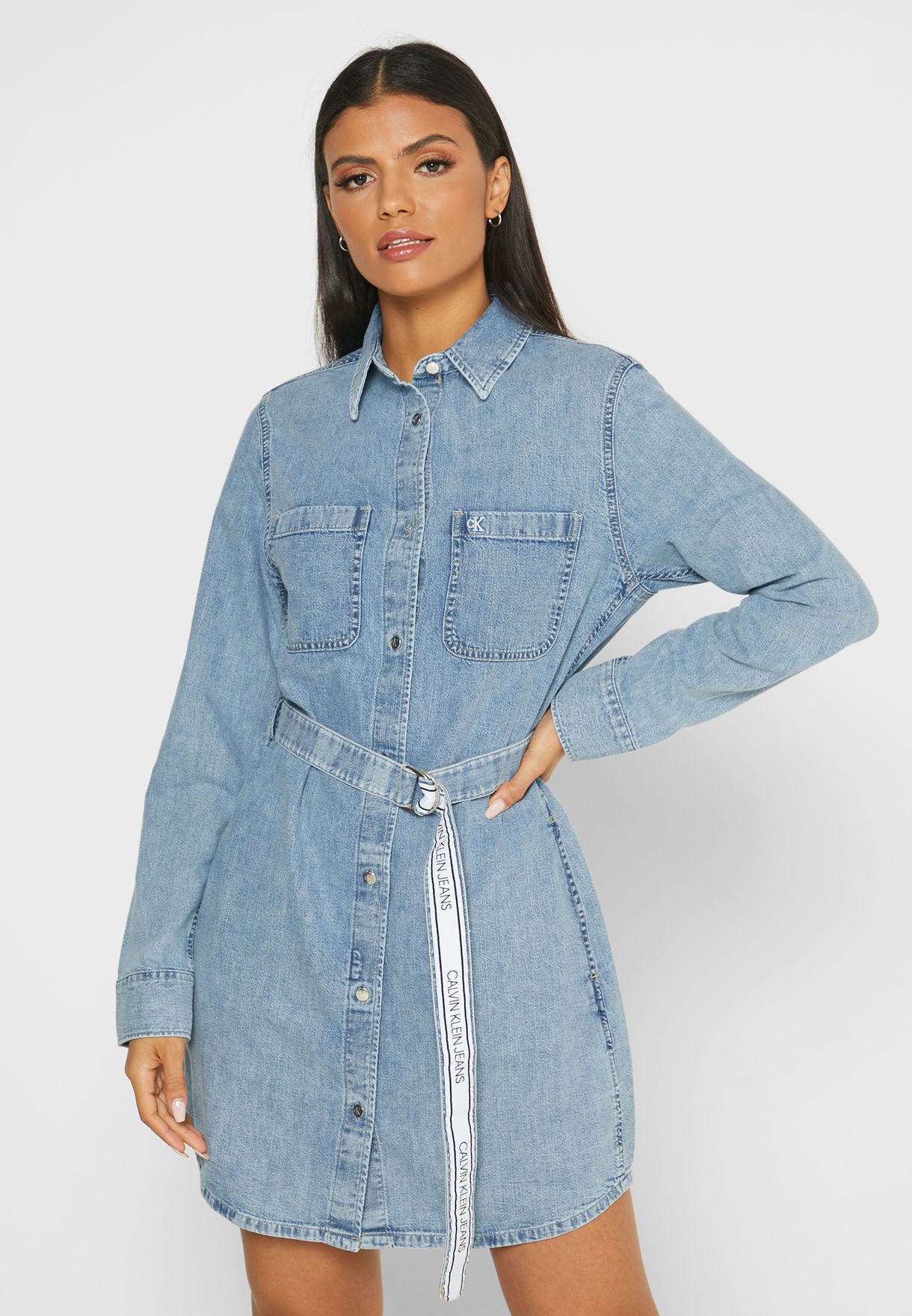 shirt dress and jeans