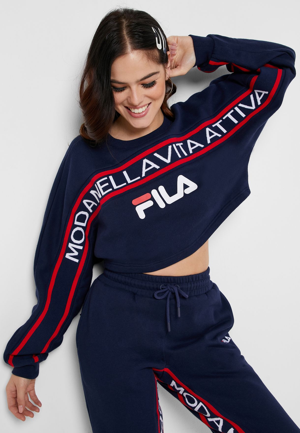 Buy Fila navy Lucie Cropped Sweatshirt 