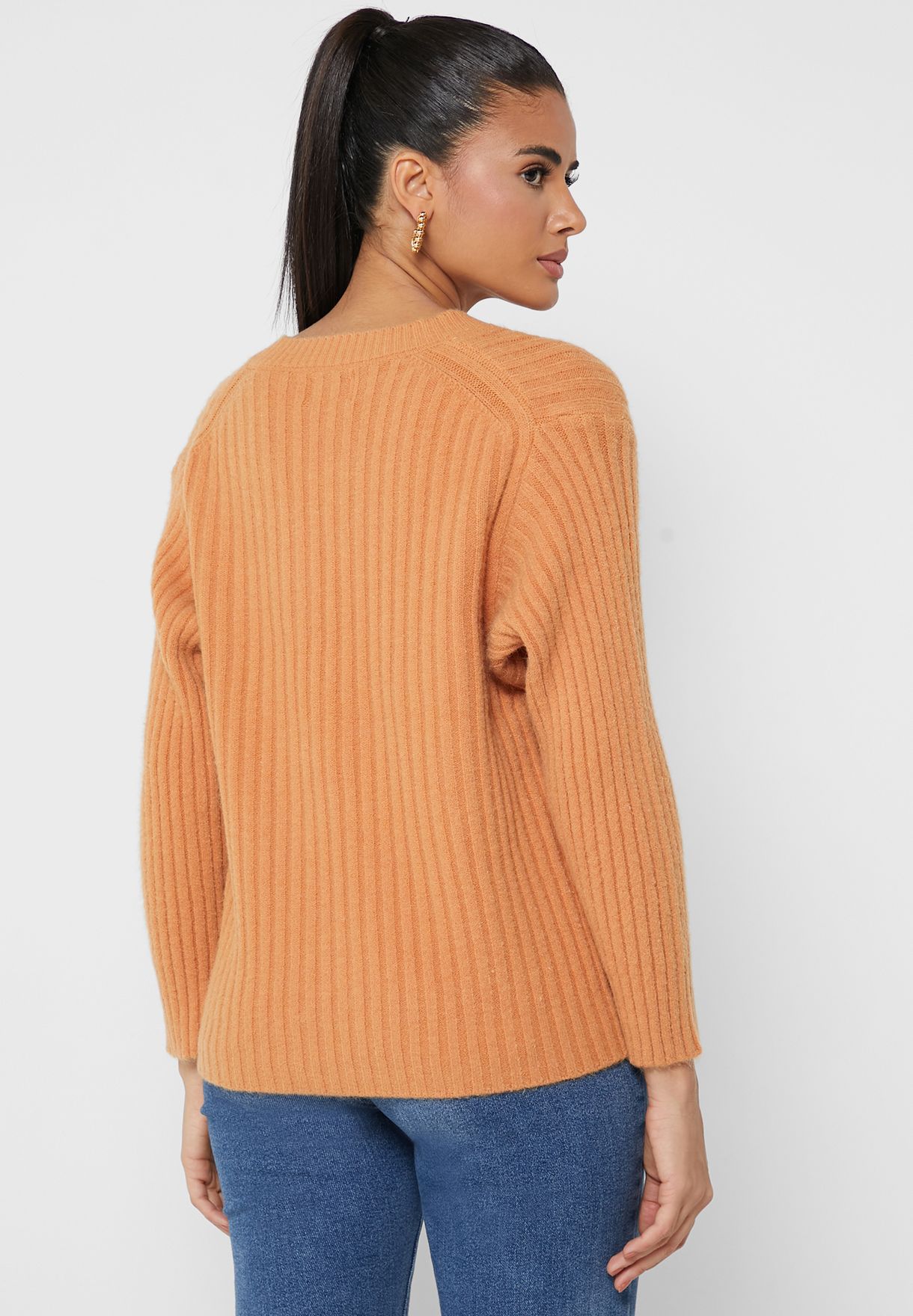 Solid V-Neck Sweater