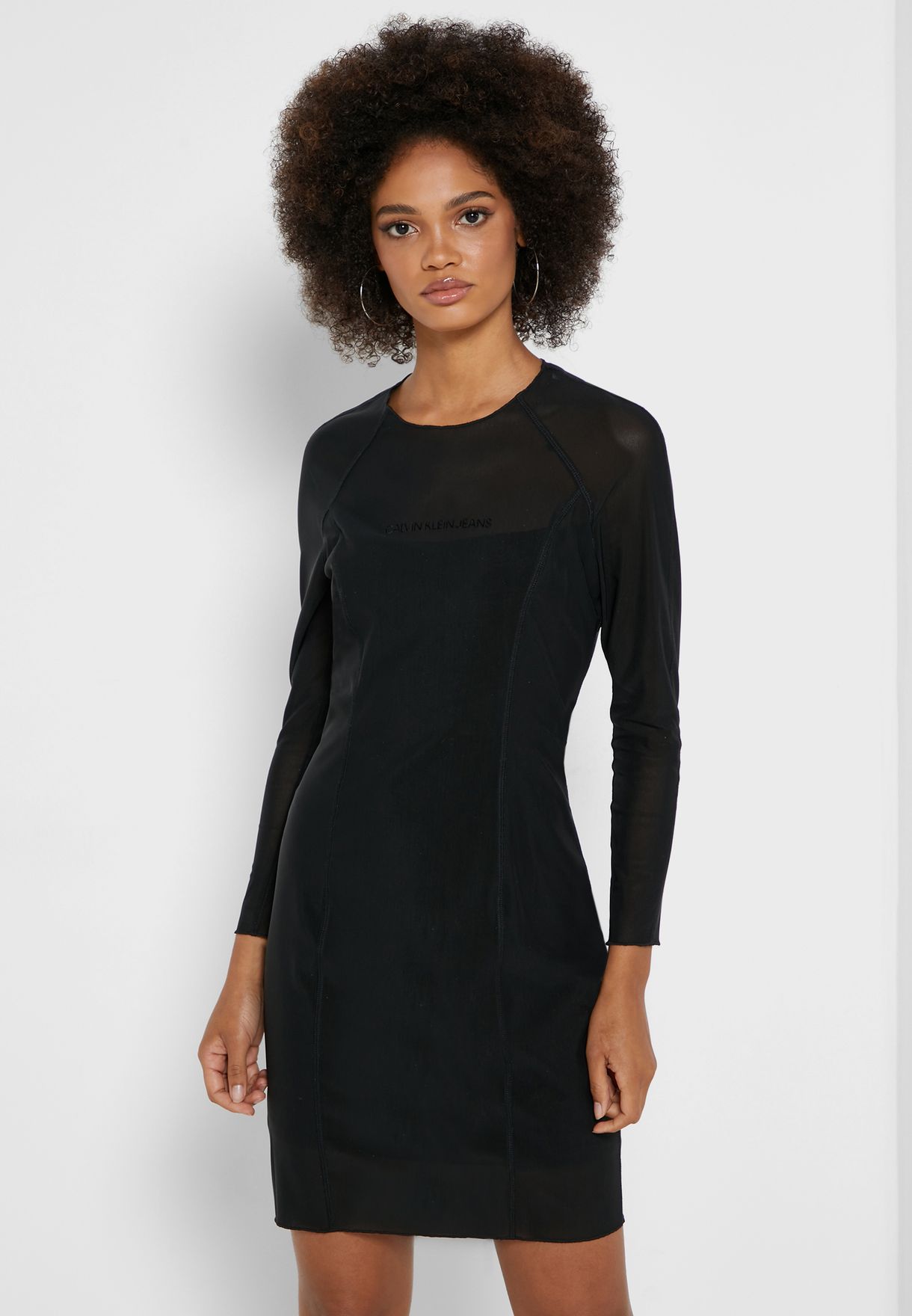 Buy Calvin Klein Jeans black Pleated Bodycon Dress for Women in MENA,  Worldwide