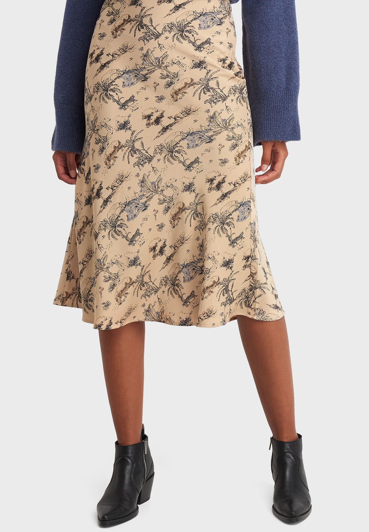 High Waist Printed Skirt