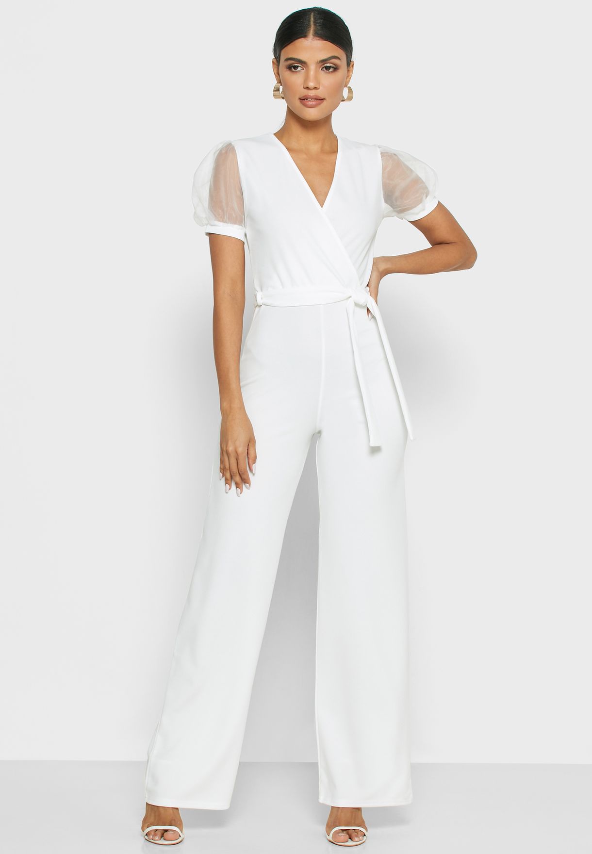 white mock neck jumpsuit