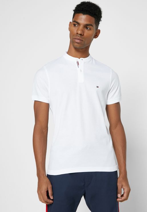 grey tommy hilfiger polo shirt