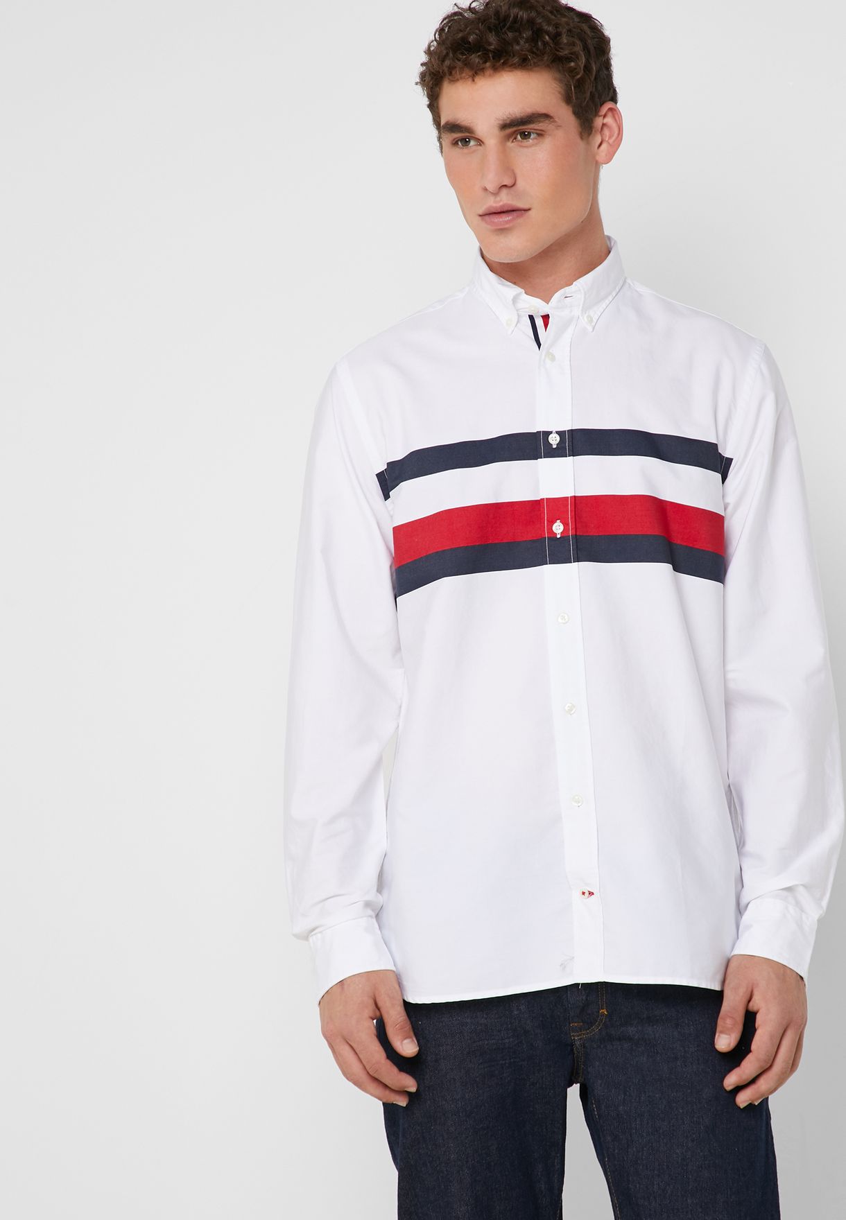 Buy Tommy Hilfiger white Chest Striped 