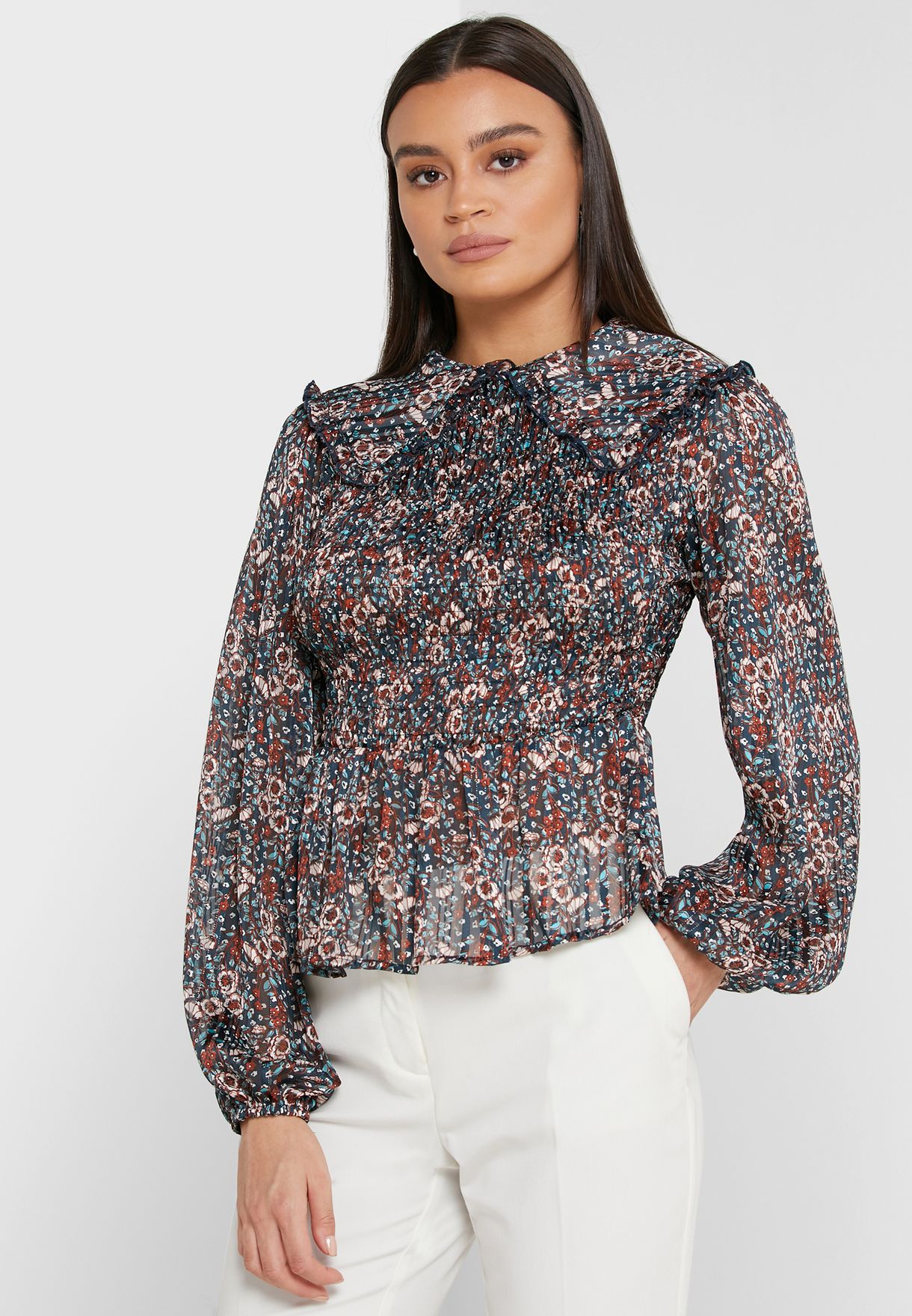 shirred peplum top