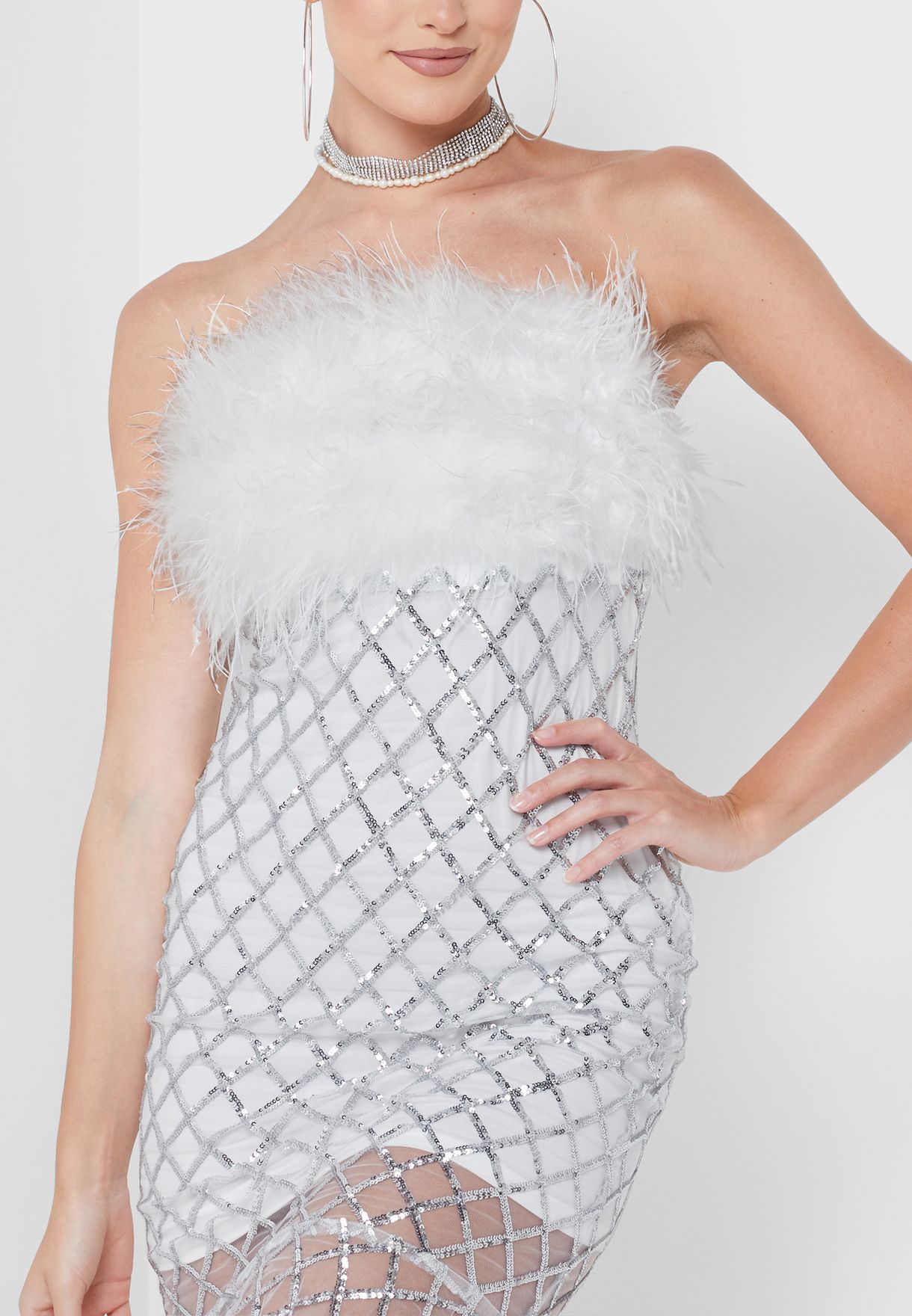 Sequined Detail Knitted Dress