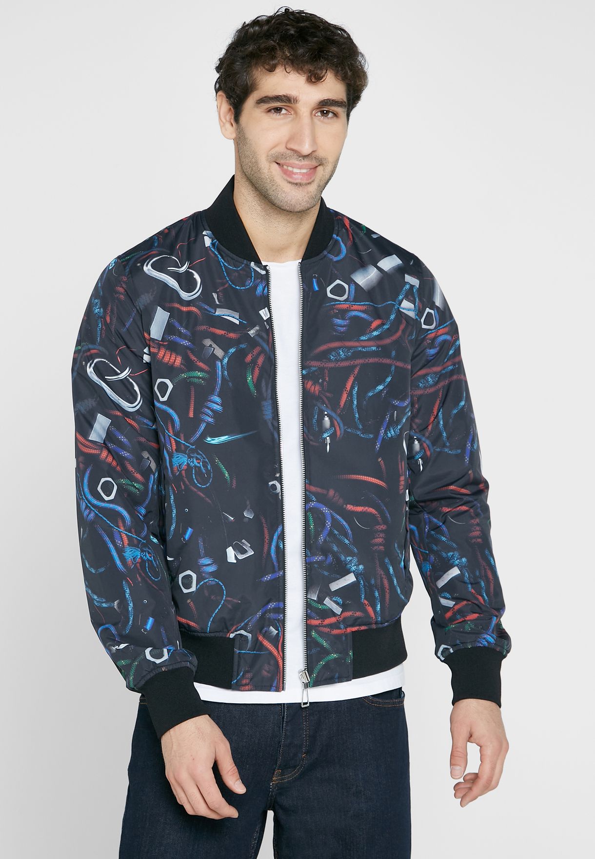 Buy Ps Paul Smith multicolor Rope Print Reversible Bomber Jacket for ...