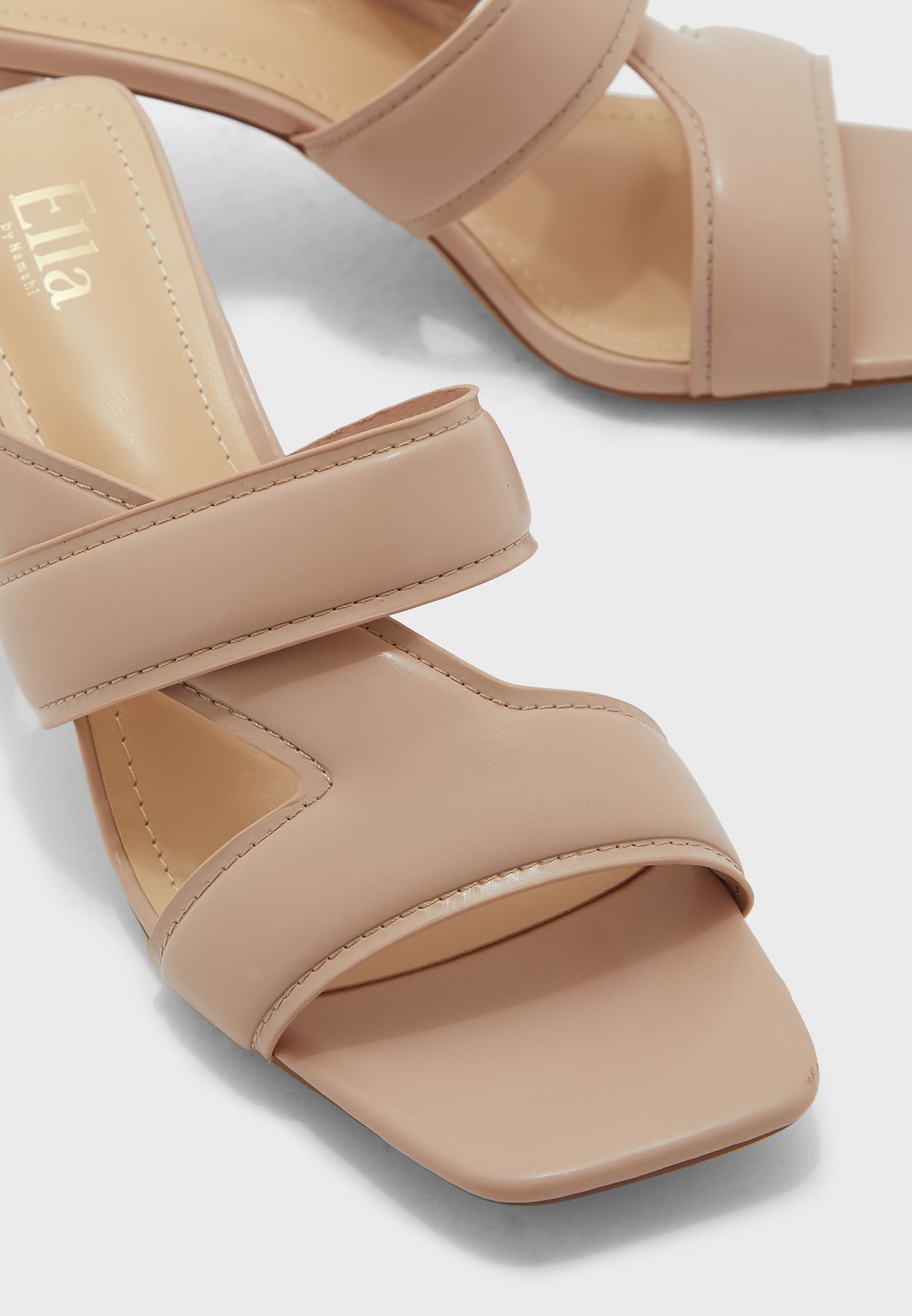 Asymetric Strap Feature Heel Mule Sandal 