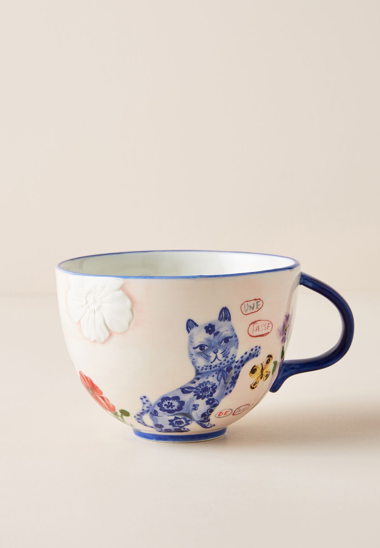 Buy Anthropologie Home Pink Nathalie Lete Cat Mug For Women In Mena Worldwide Globally 28800ac48cup