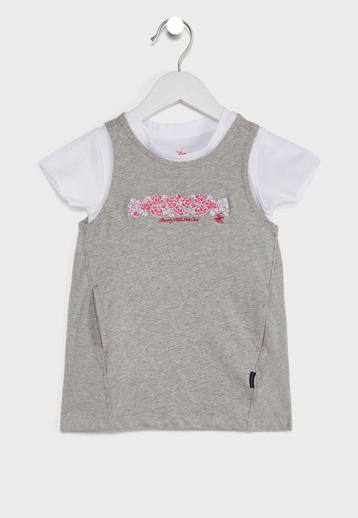 Little Essential T-Shirt + Embroidered Dress Set