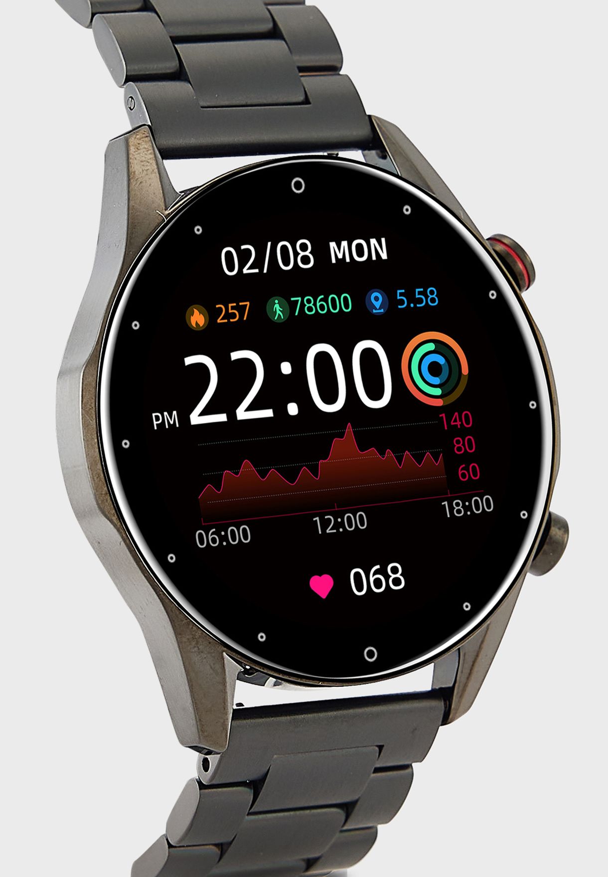 Genuine Leather And Metal Strap Smart Watch With Heart Rate And Fitness Features