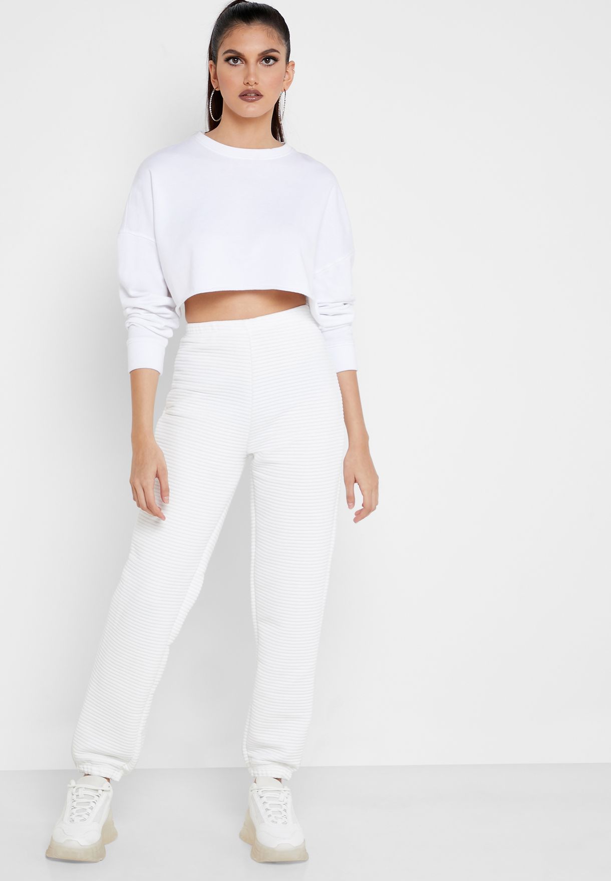 white high waist joggers