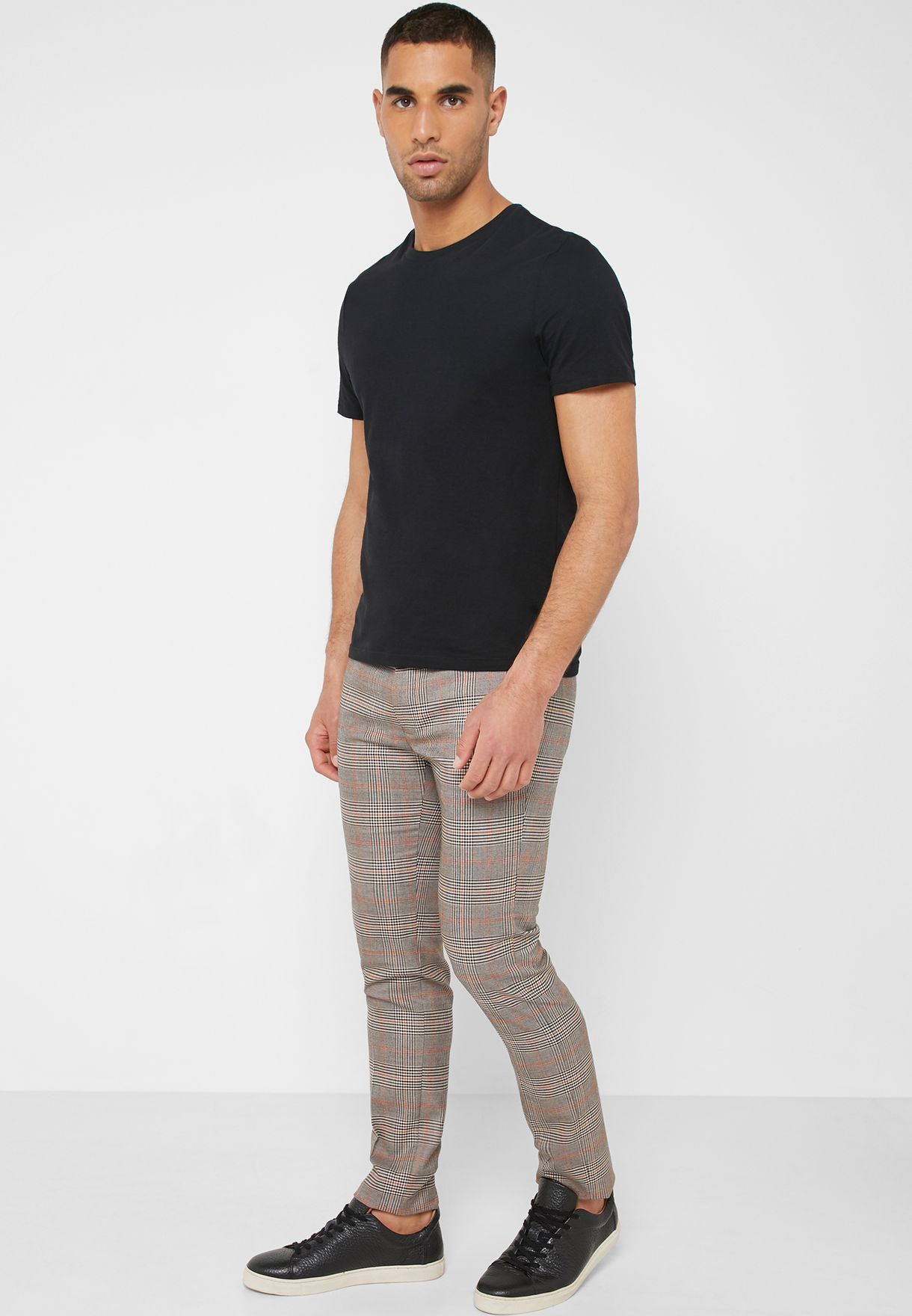 super skinny check trousers mens