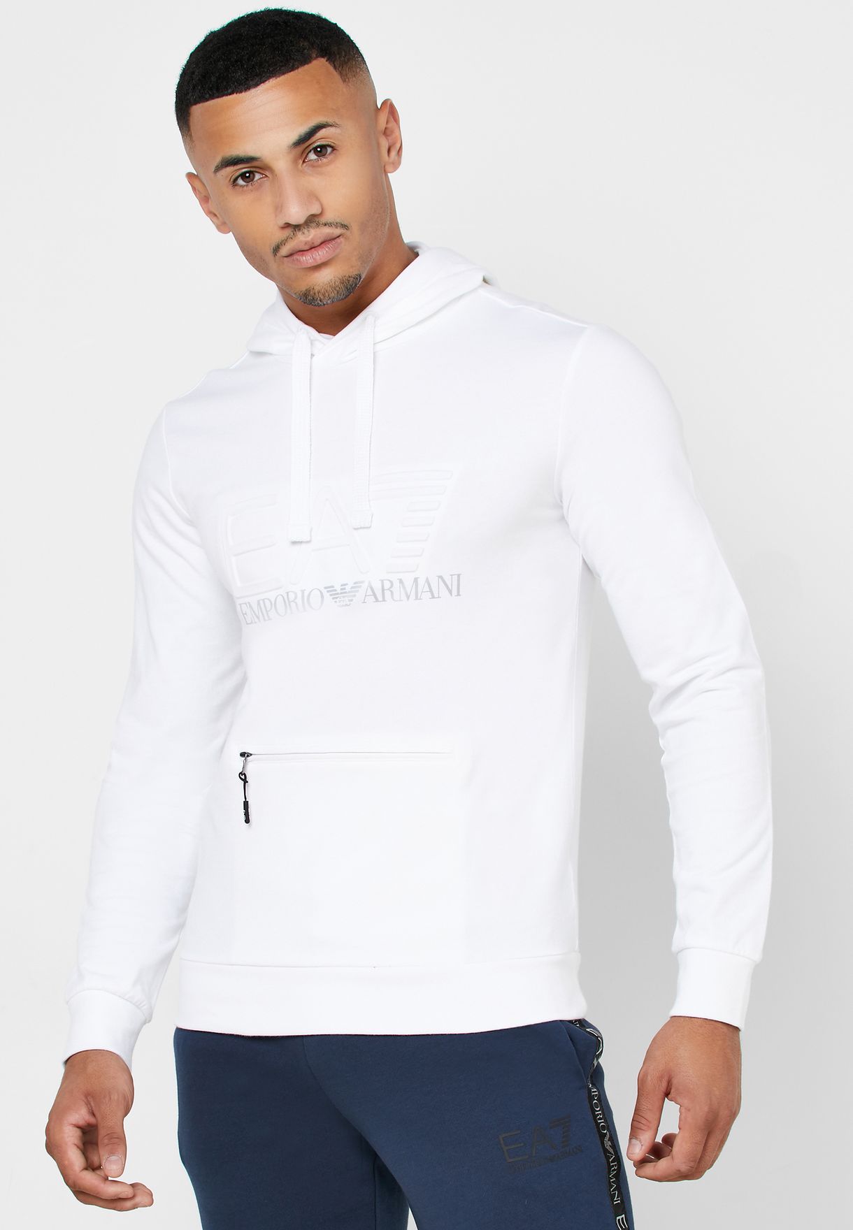 white armani hoodie