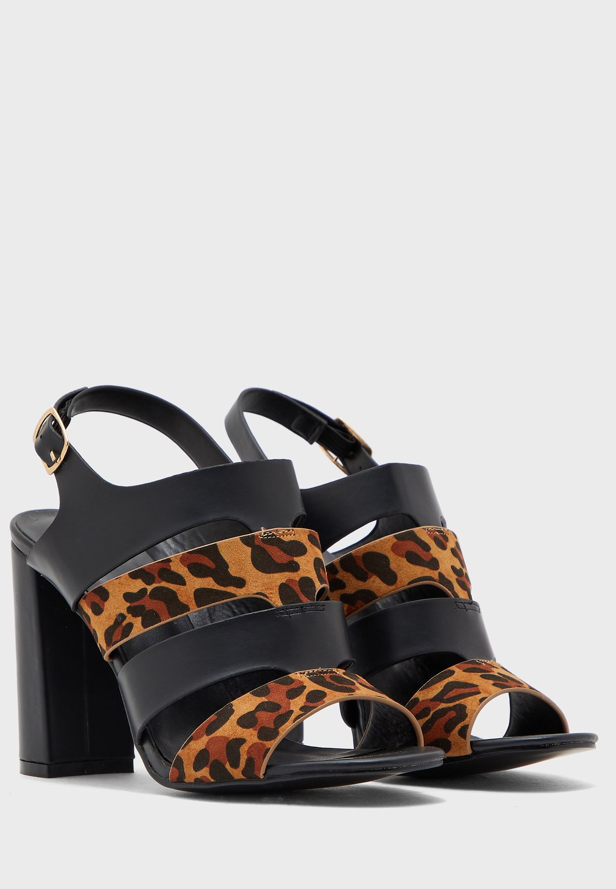 Leopard Detail Slingback Sandals
