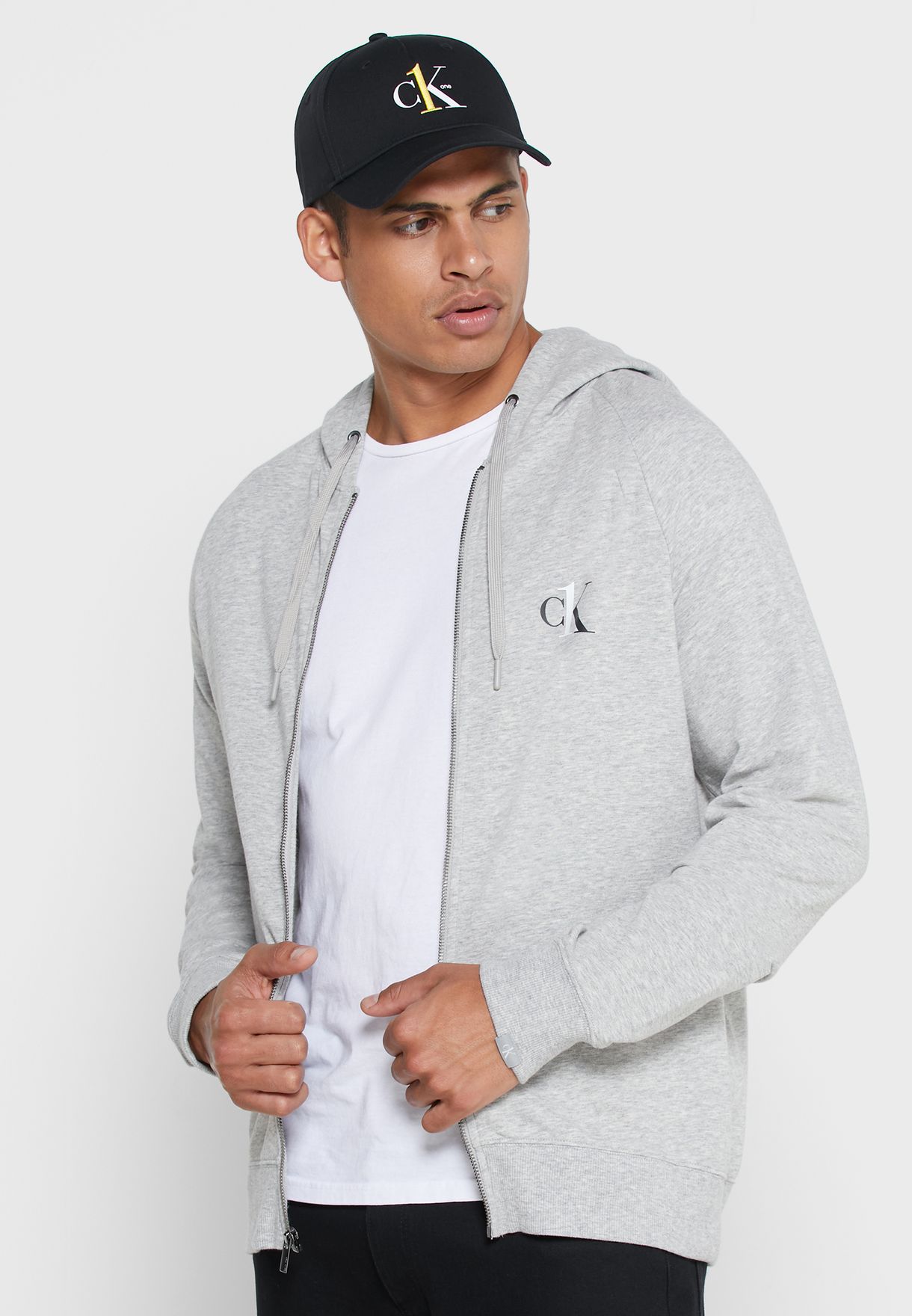 Buy Calvin Klein grey Chest Logo Zip Through Hoodie for Men in Muscat,  Salalah
