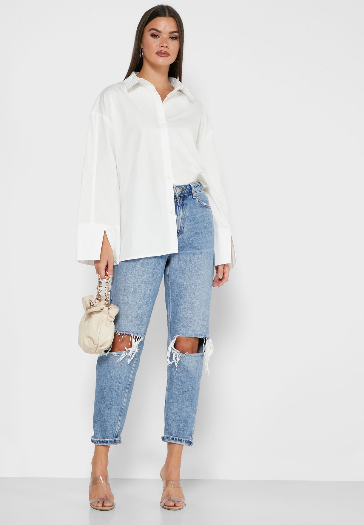 Split Sleeve Oversized Shirt