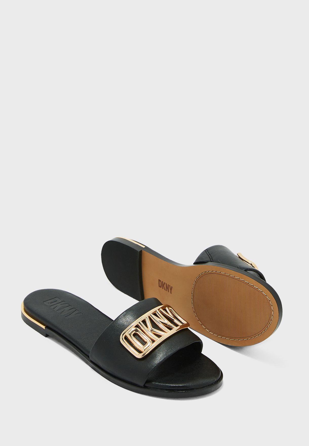 Buy DKNY black Waldina Logo Flat Sandals for Women in Dubai, Abu Dhabi