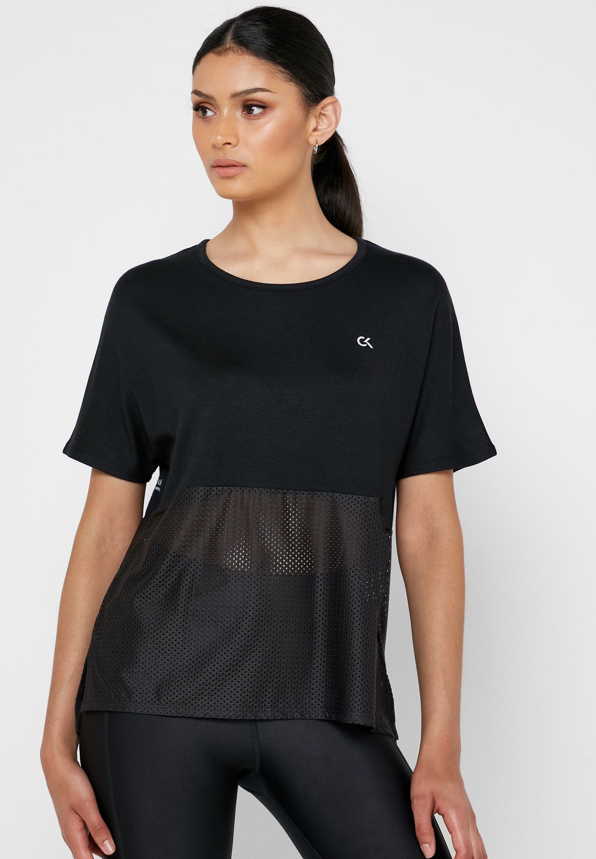 Buy Calvin Klein Performance black Mesh T-Shirt for Women in MENA, Worldwide