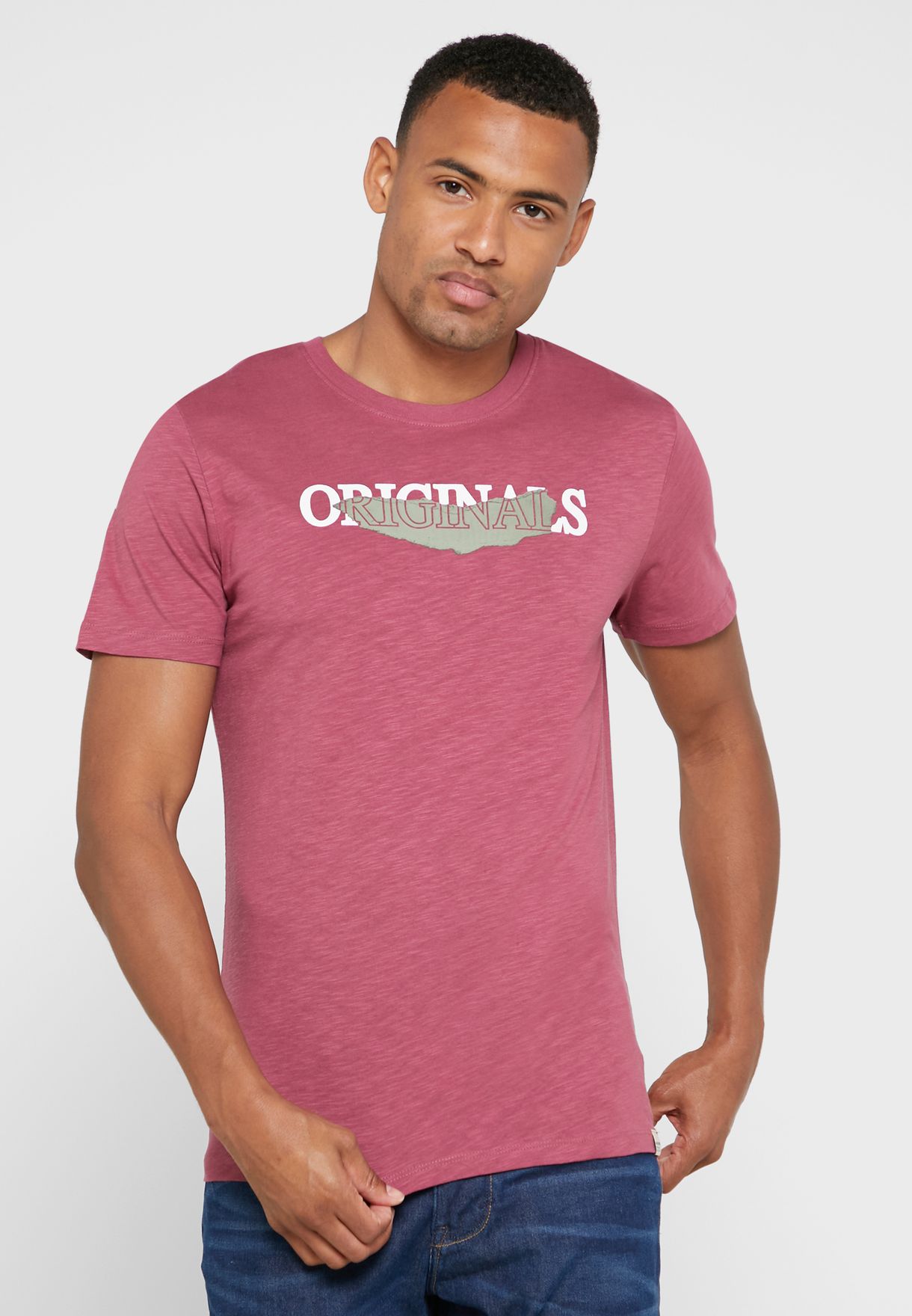 jack and jones pink t shirt