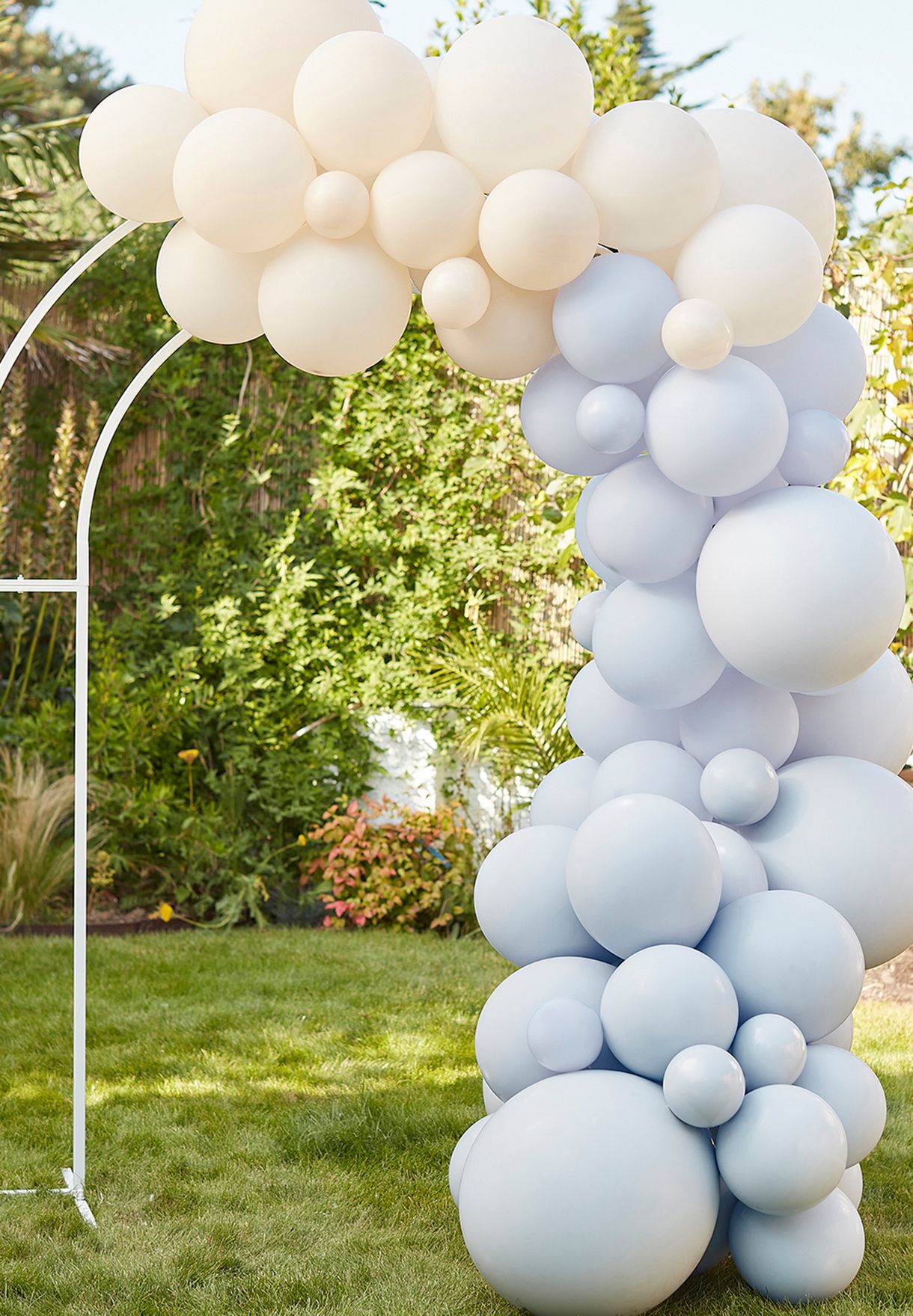 Blue, Cream & White Balloon Arch