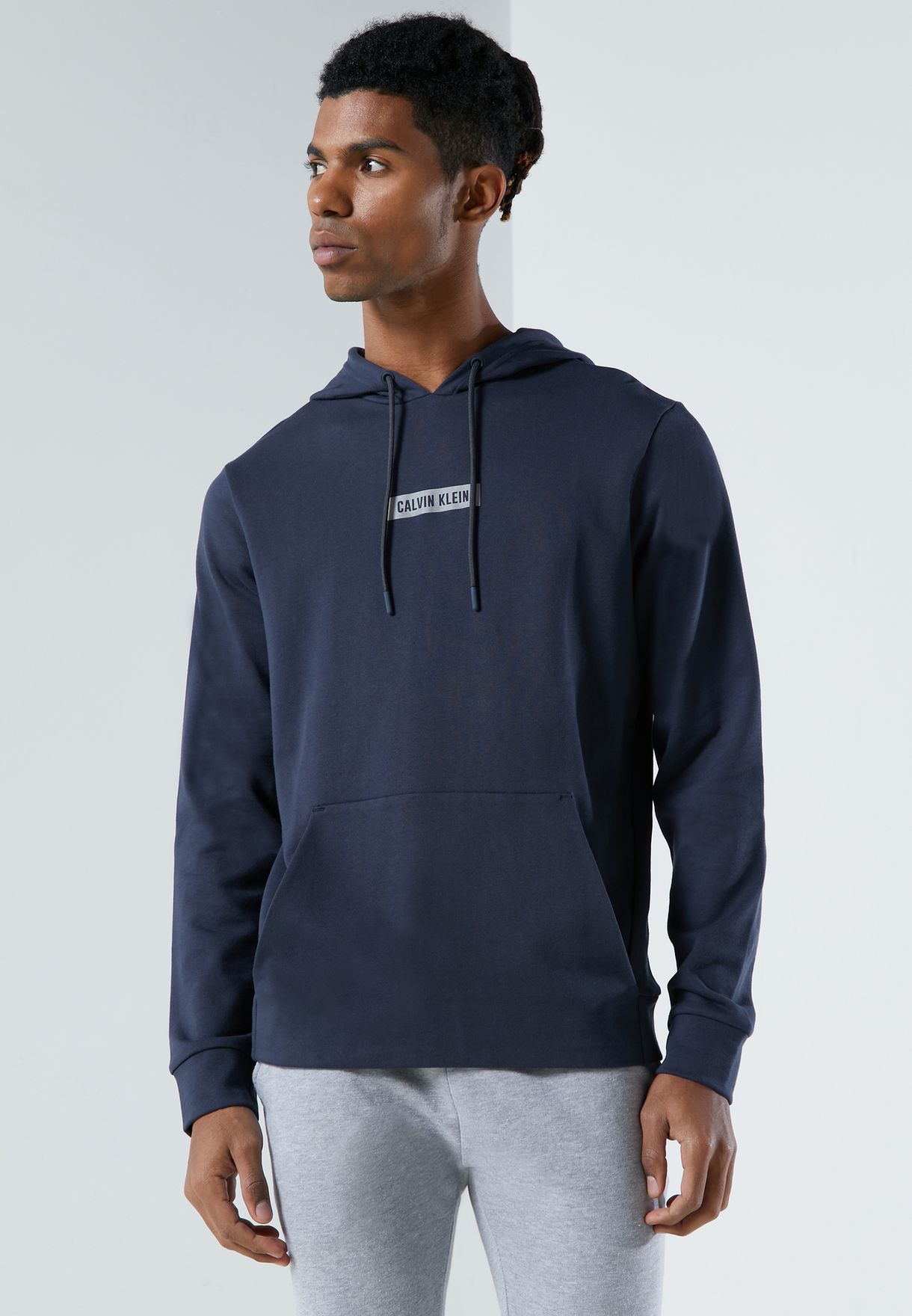 Buy Calvin Klein Performance Blue Logo Hoodie For Men In Mena Worldwide 00gmf0w324 008