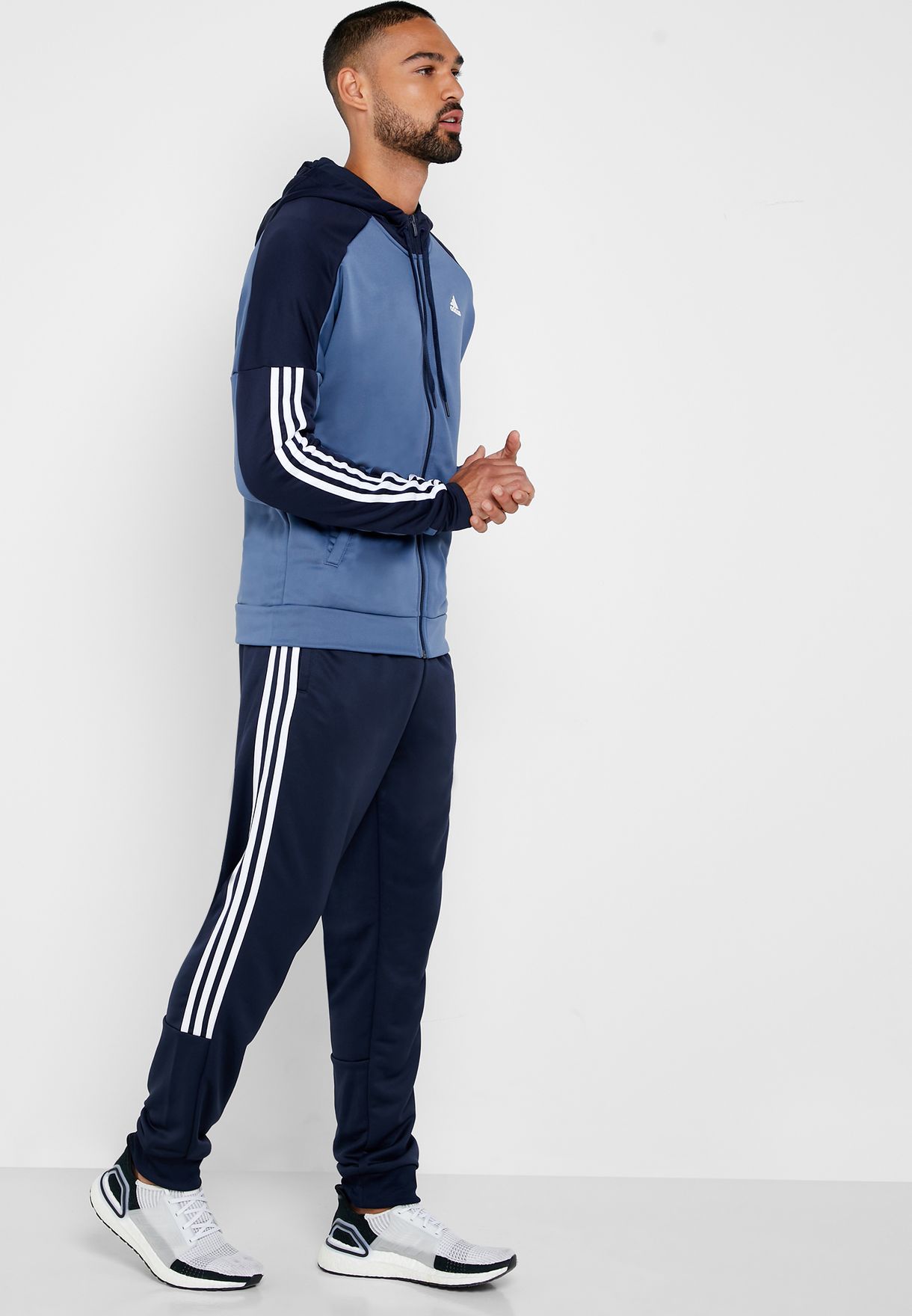 adidas game time tracksuit blue
