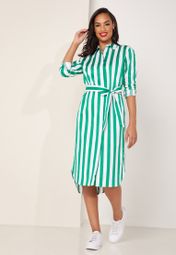 tommy hilfiger stripe belted shirt dress