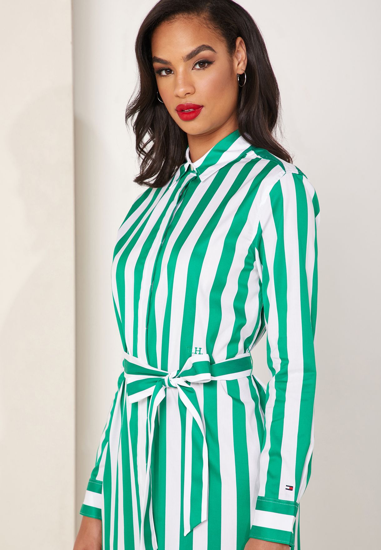 tommy hilfiger cotton striped shirtdress