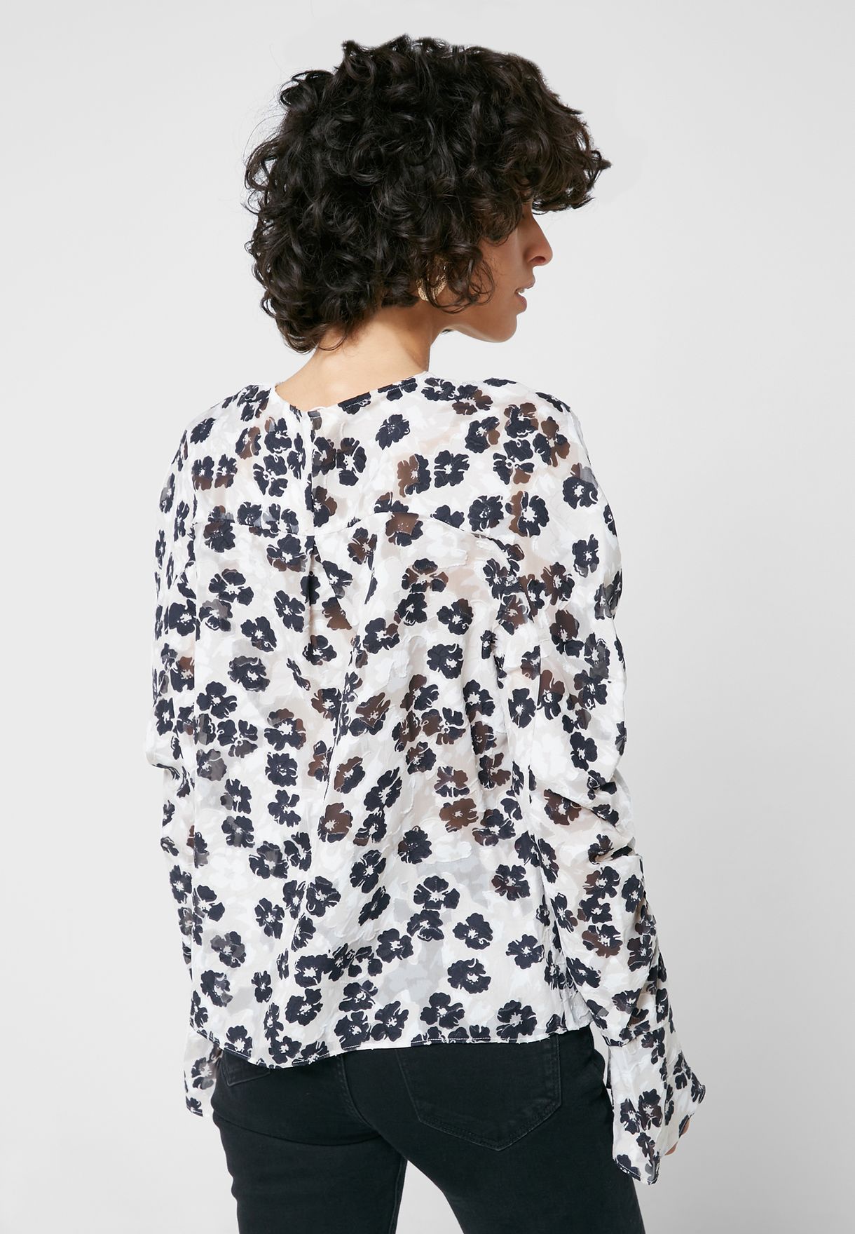 Ruched Detail Printed Top