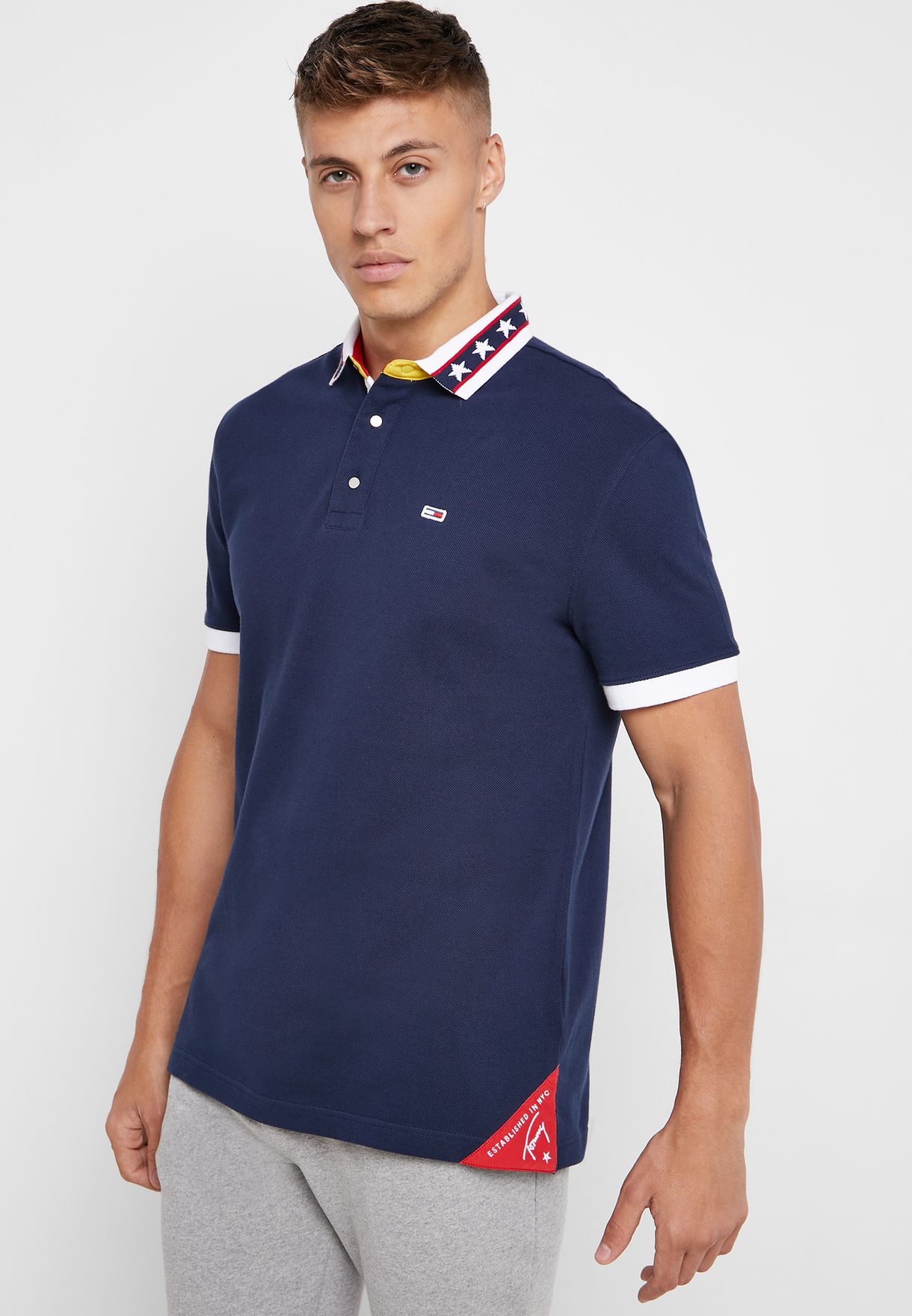 Buy Tommy Jeans navy Stars Collar Polo for Men in MENA, Worldwide