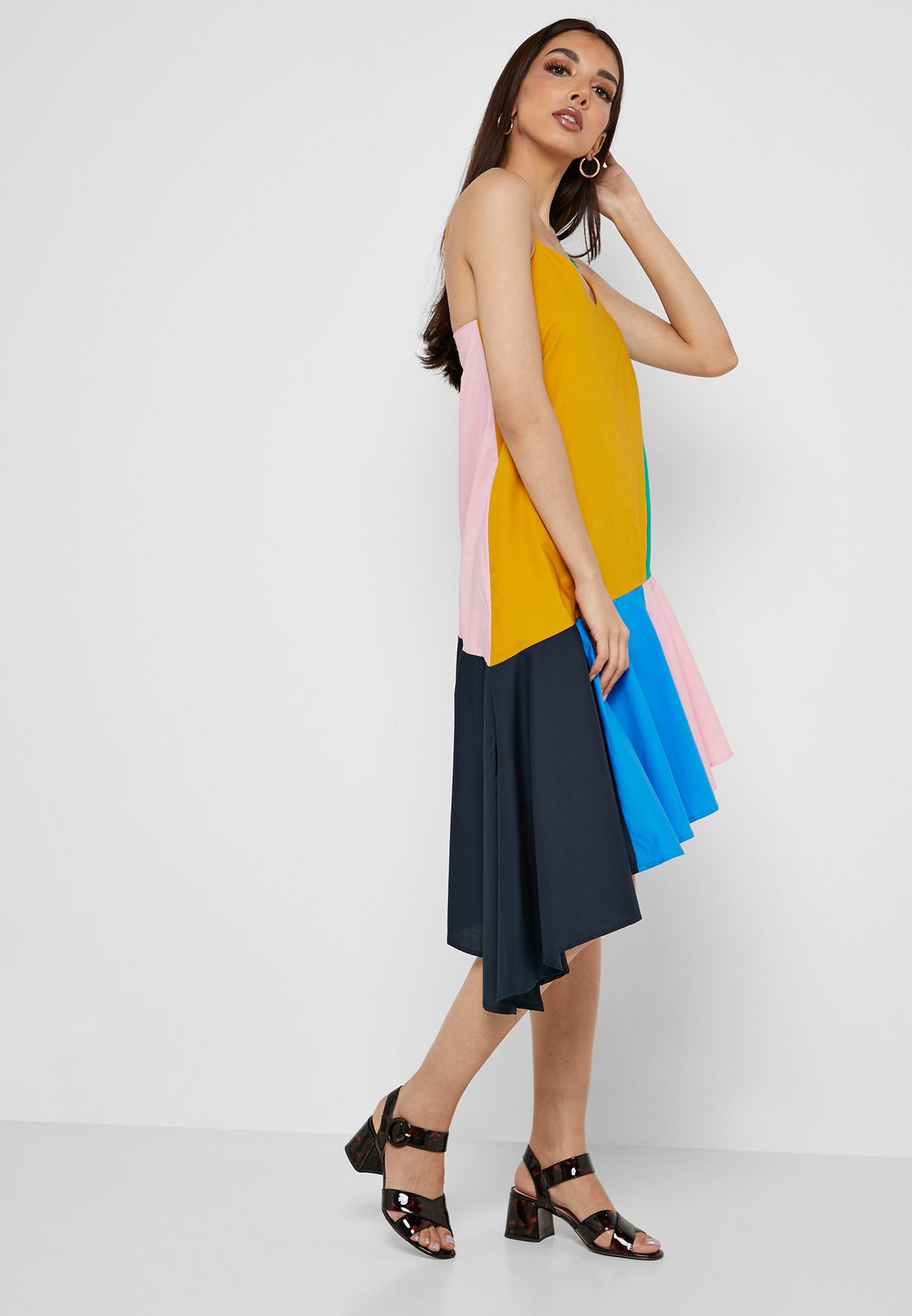 english factory colorblock midi dress