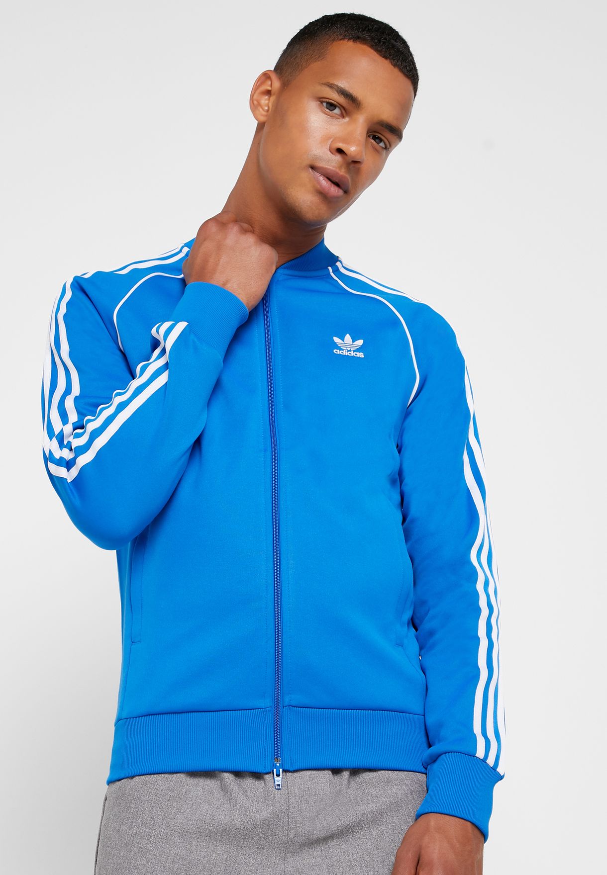 blue and white adidas originals jacket