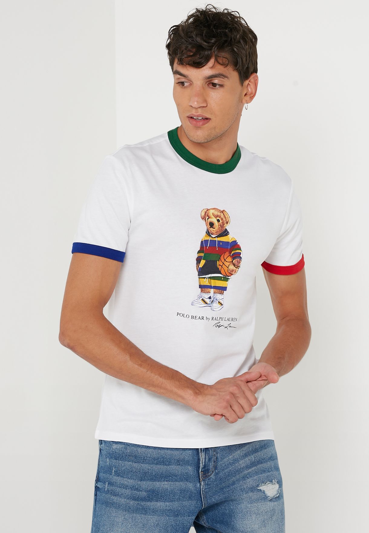 Buy Polo Ralph Lauren white Printed Crew Neck T-Shirt for Men in Dubai ...