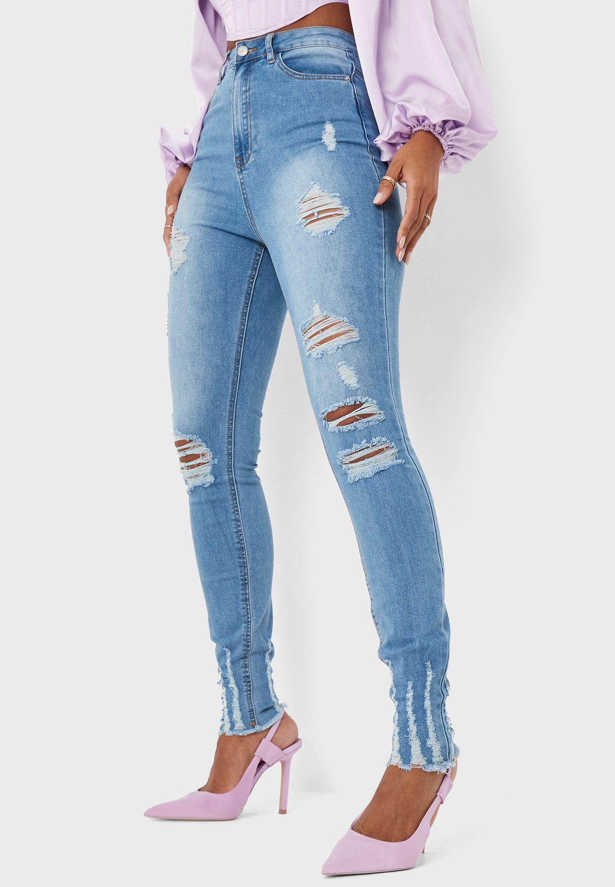 High Waisted Ripped Skinny Jeans