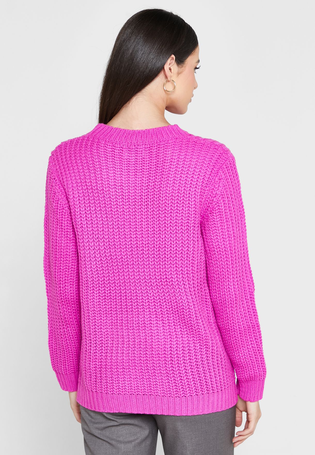 Solid Round Neck Sweater