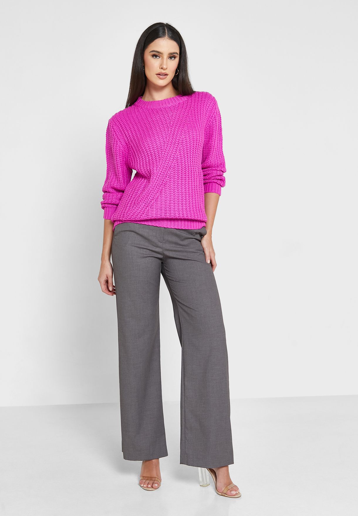 Solid Round Neck Sweater