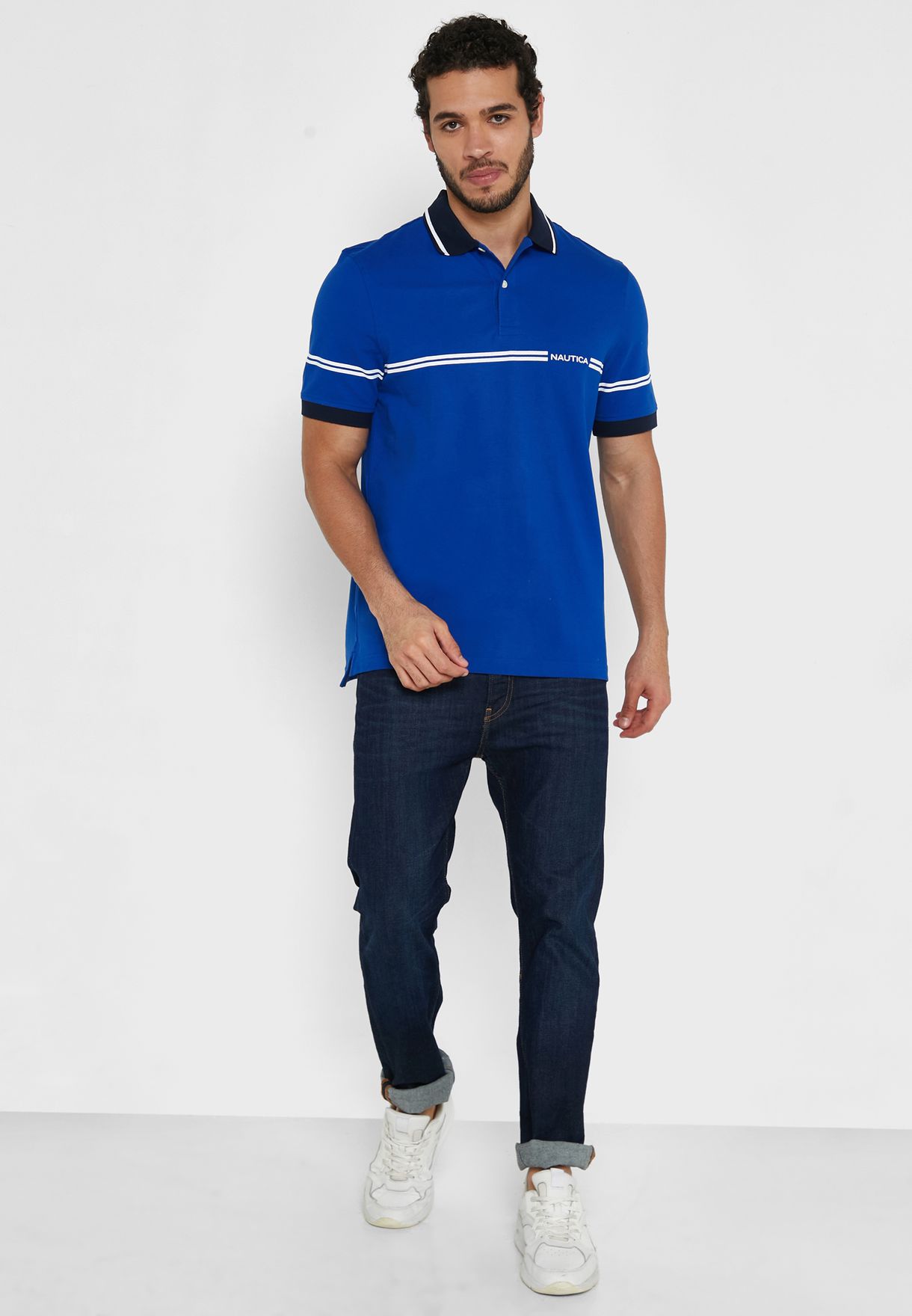 Elastane Knitted Collar Neck Polo T-Shirt