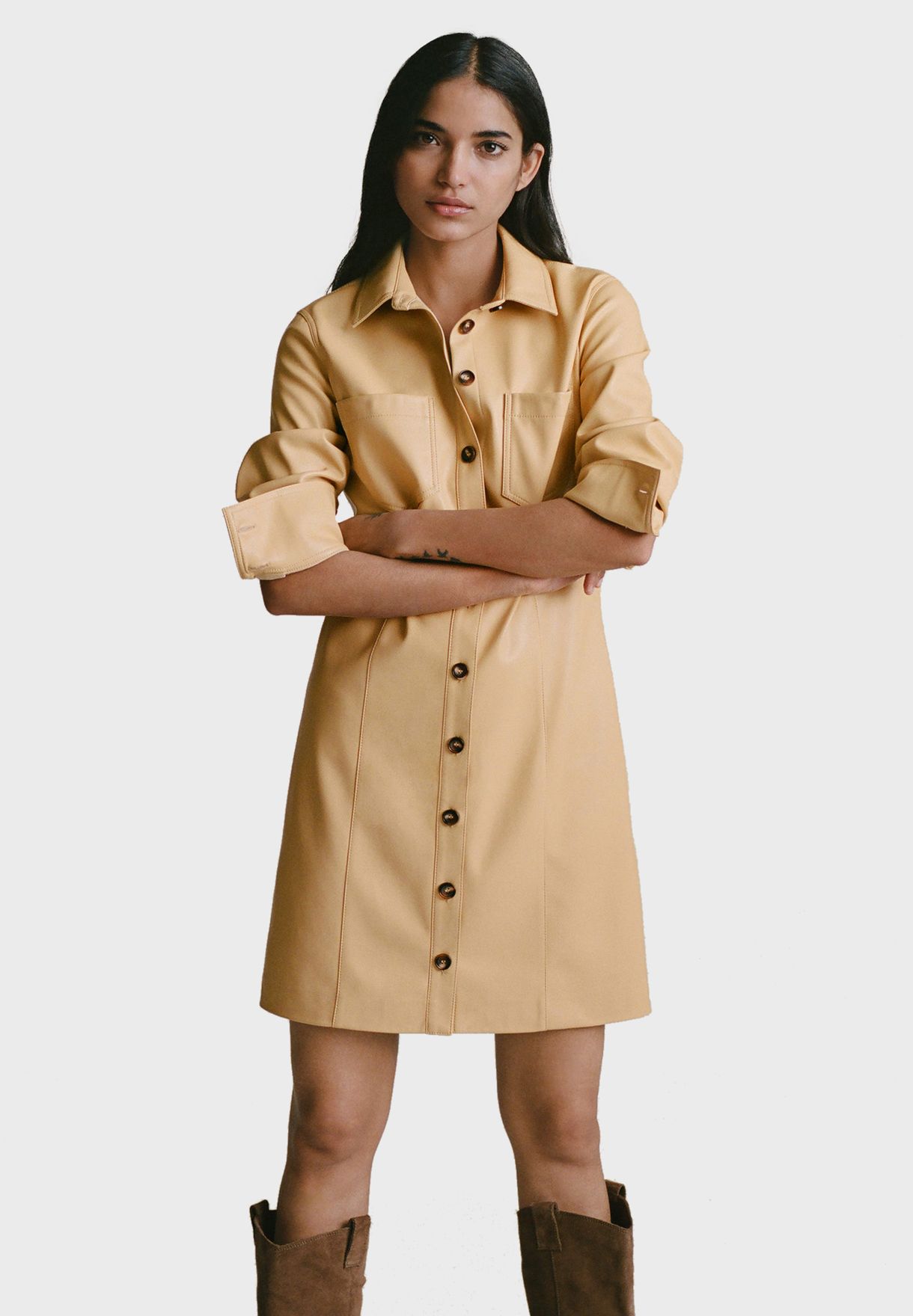 mango button down dress