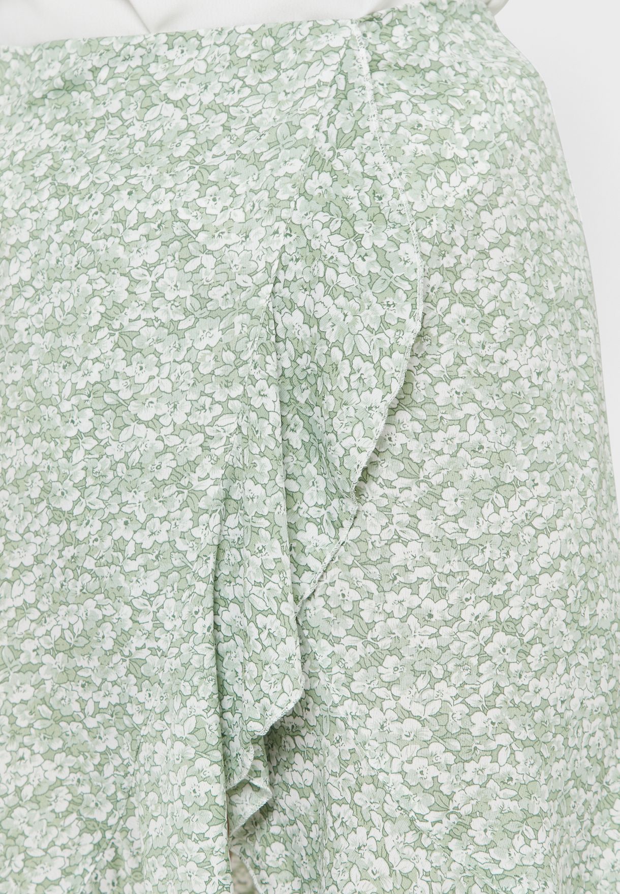 Ruffle Trim Wrap Skirt