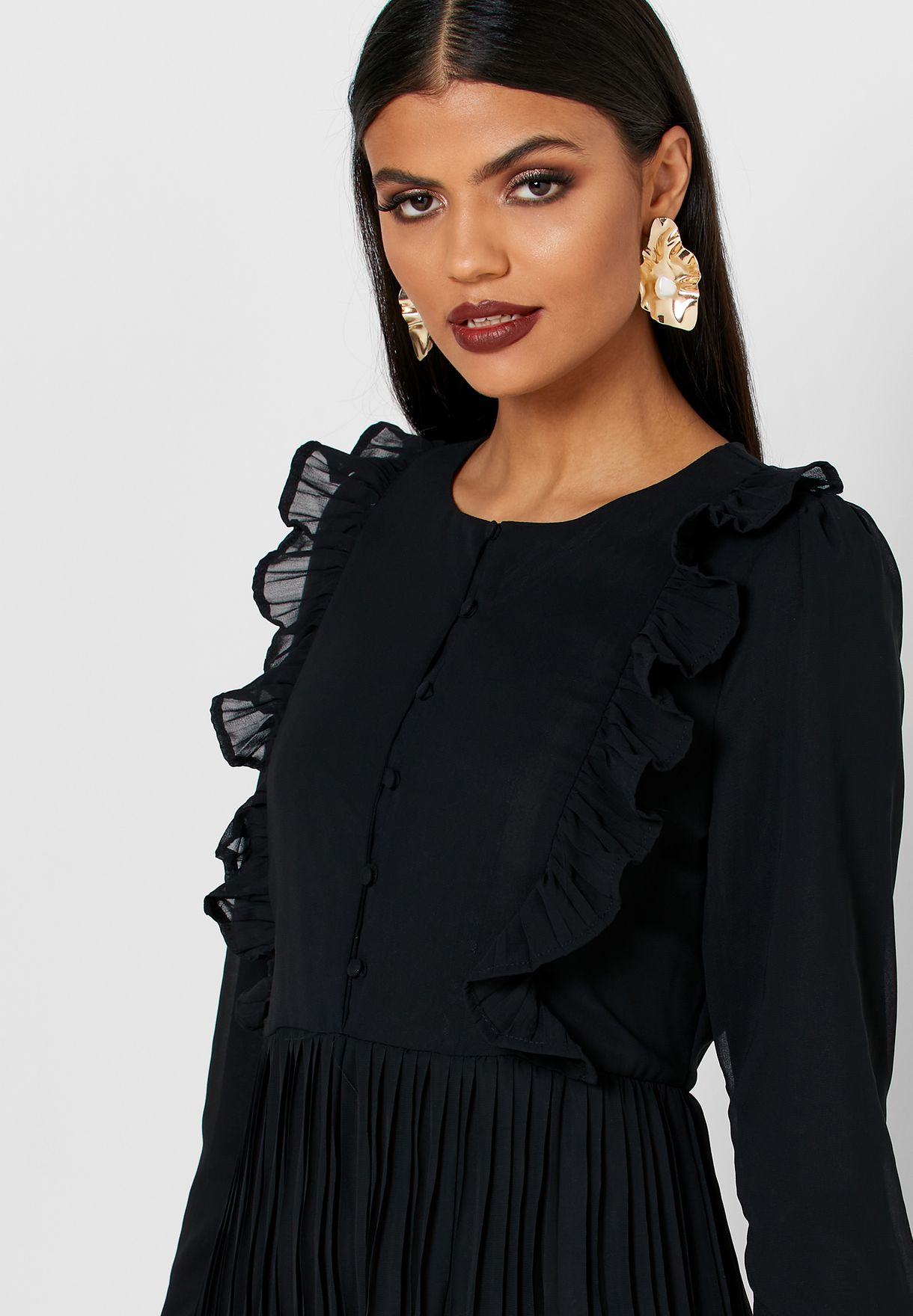 Buy Khizana Black Pleated Maxi Dress For Women In Mena Worldwide