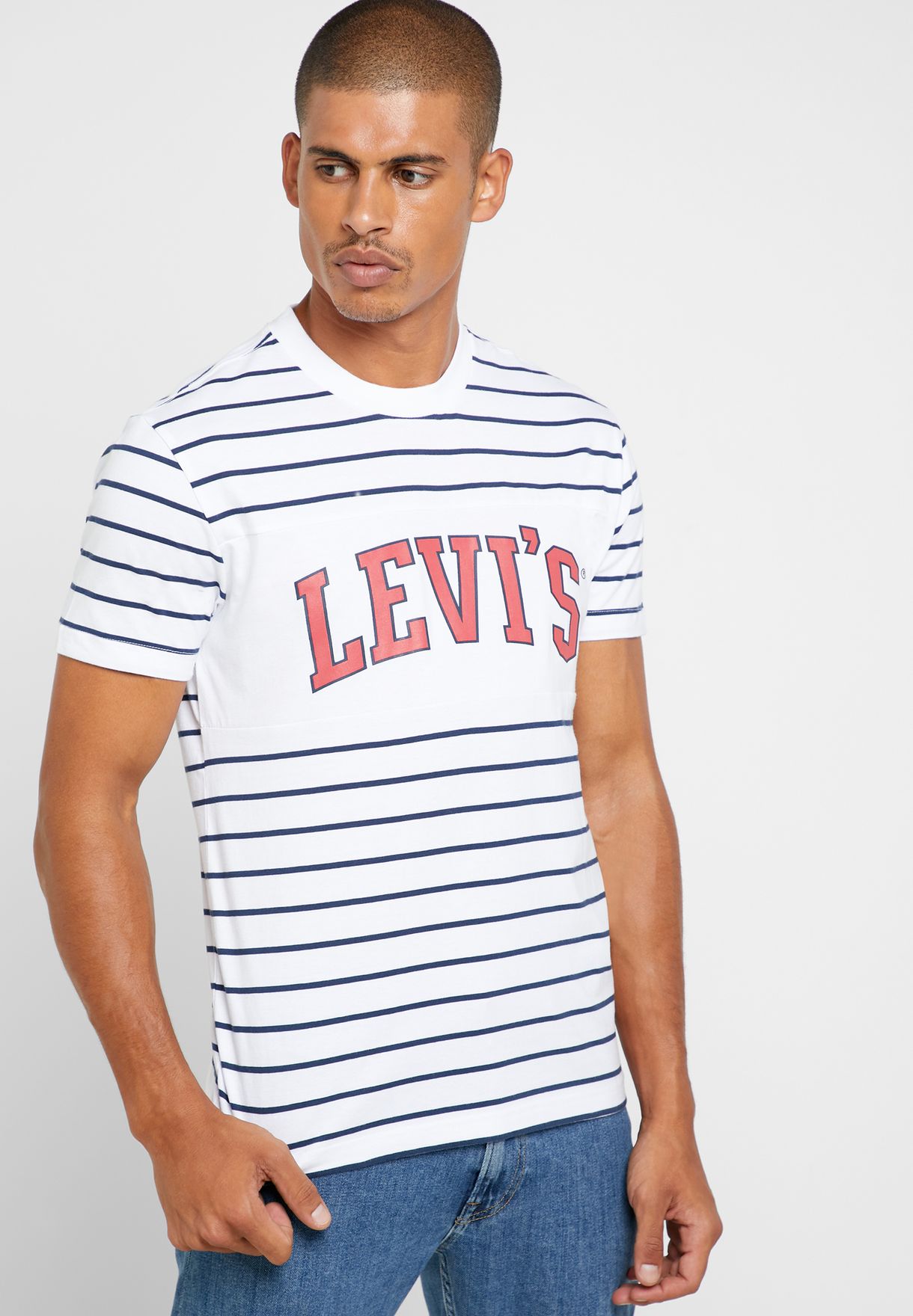 Buy Levis stripes Logo Striped Crew Neck T-Shirt for Men in Doha, other  cities