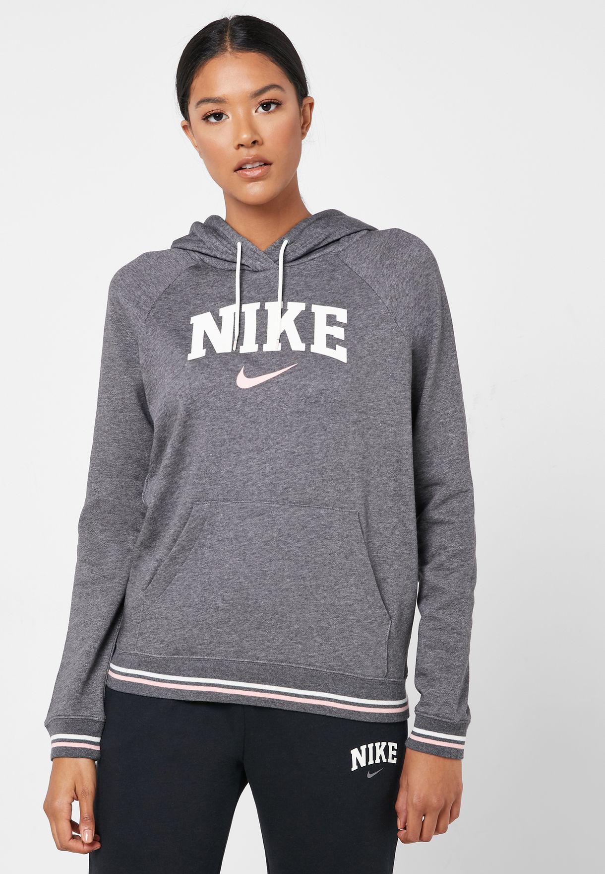 Buy Nike grey NSW Fleece Varsity Hoodie 